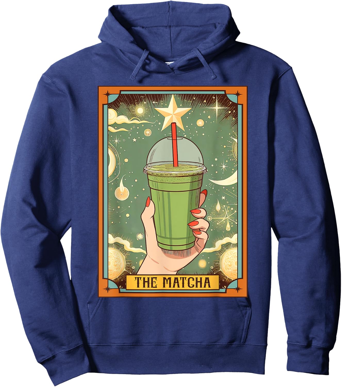 Matcha Lover But First Matcha Time The Matcha Tarot Card Hoodie - Hoodie | Navy