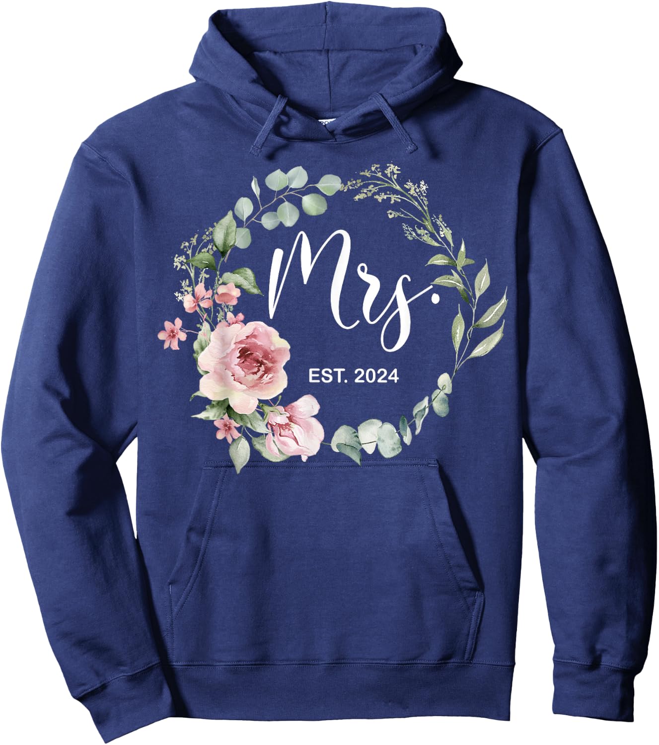 Mrs. Est. 2024 Just Married Wedding Wife Mr & Mrs Women Hoodie - Hoodie | Navy