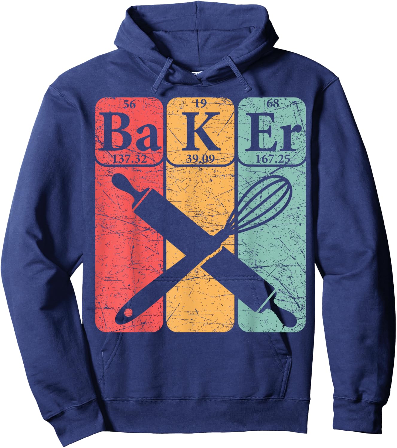 Baker Periodic Table Elements Baking Nerd Vintage Hoodie - Hoodie | Navy