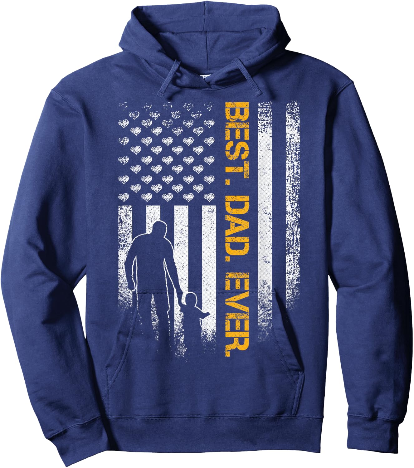 Vintage USA American Flag Best Dad Ever Funny Father's Day Hoodie - Hoodie | Navy