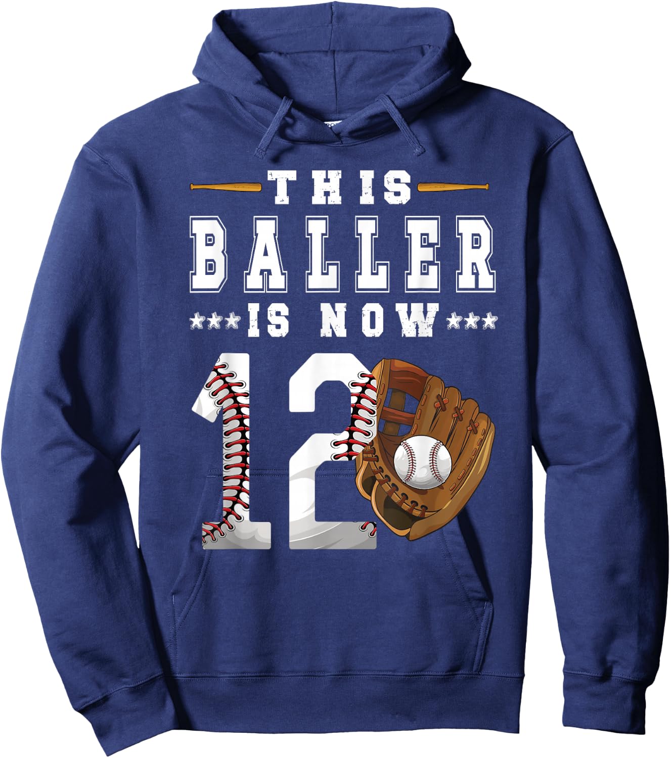 12th Birthday Baseball Boy Twelve Year Old Baseball Player Hoodie - Hoodie | Navy
