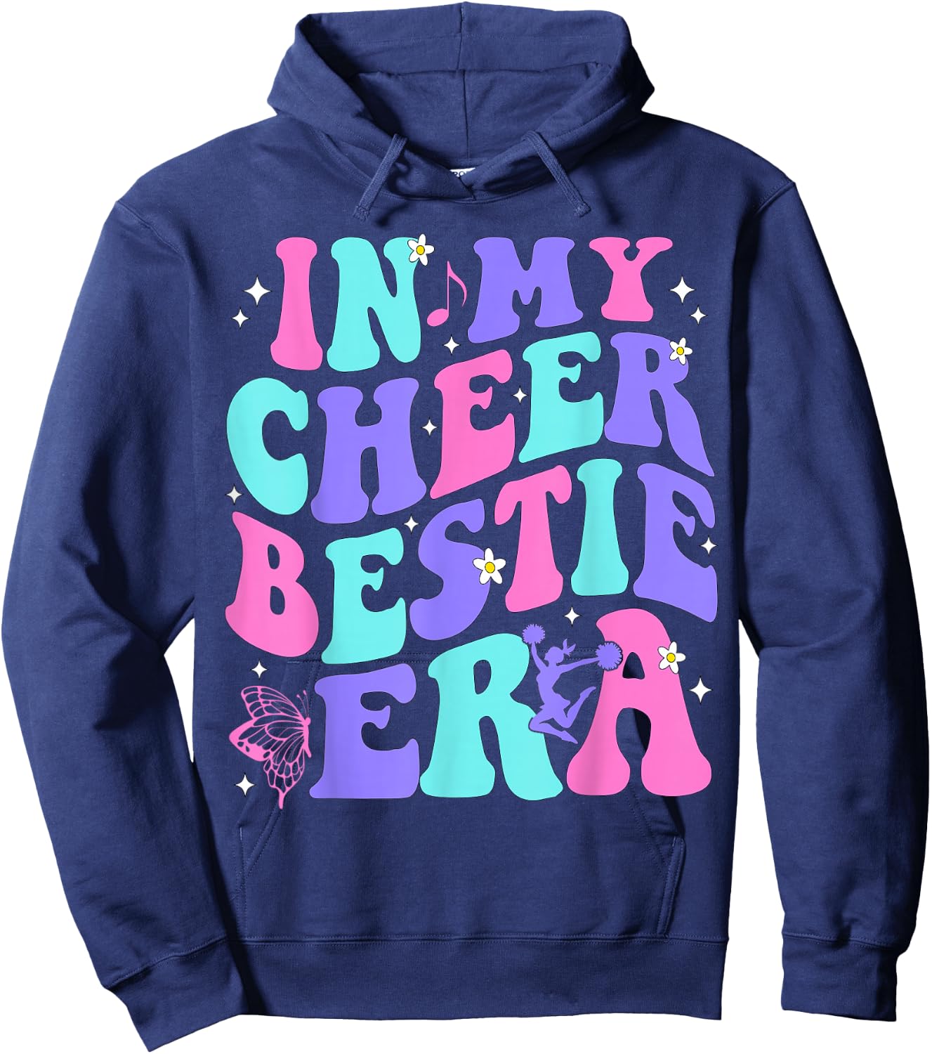 In My Cheer Bestie Era Kids Girls Boys Cheerleader Cheering Hoodie - Hoodie | Navy