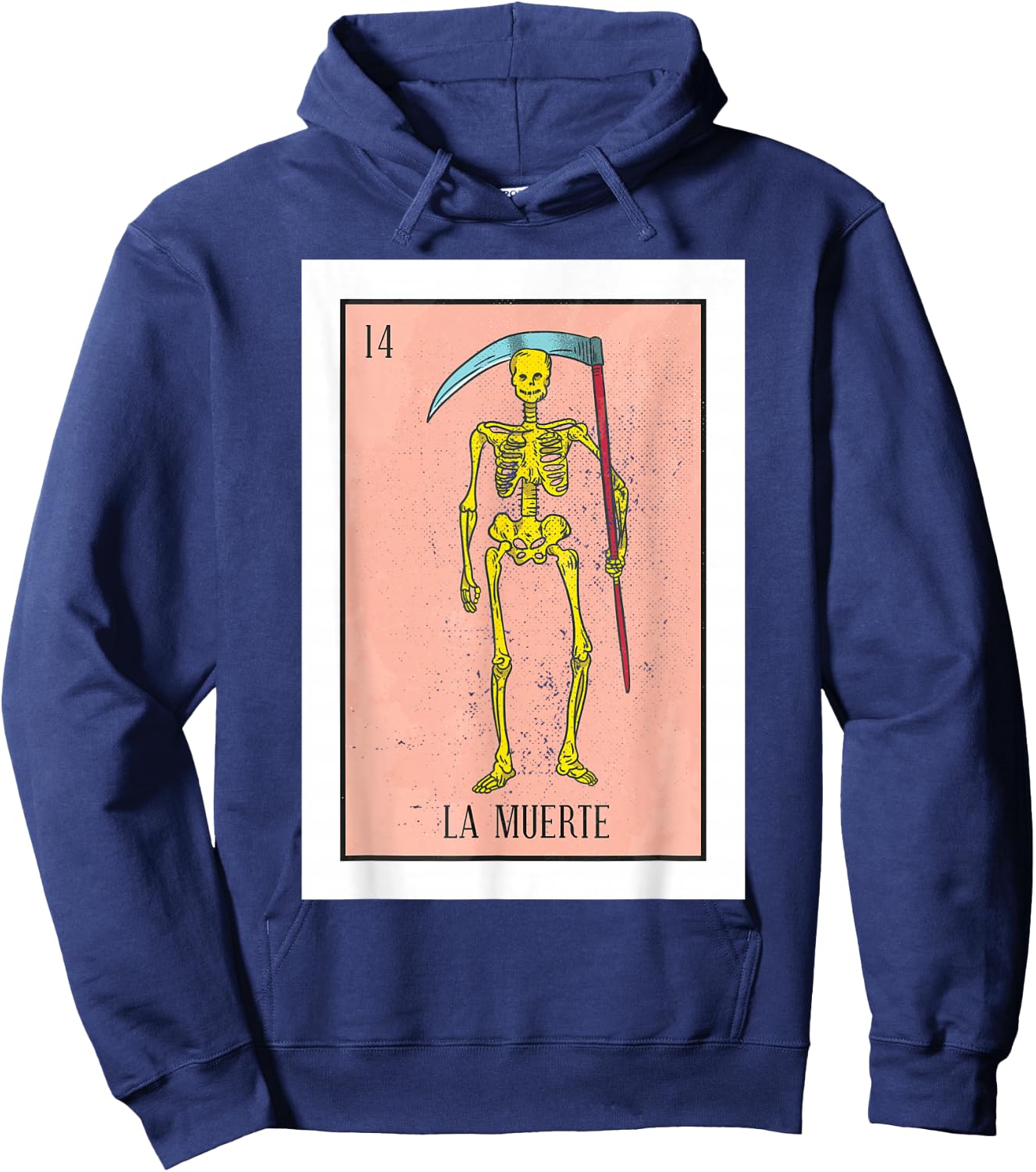 Retro La Muerte Lottery Card The Death Card Mexican Lottery Hoodie - Hoodie | Navy