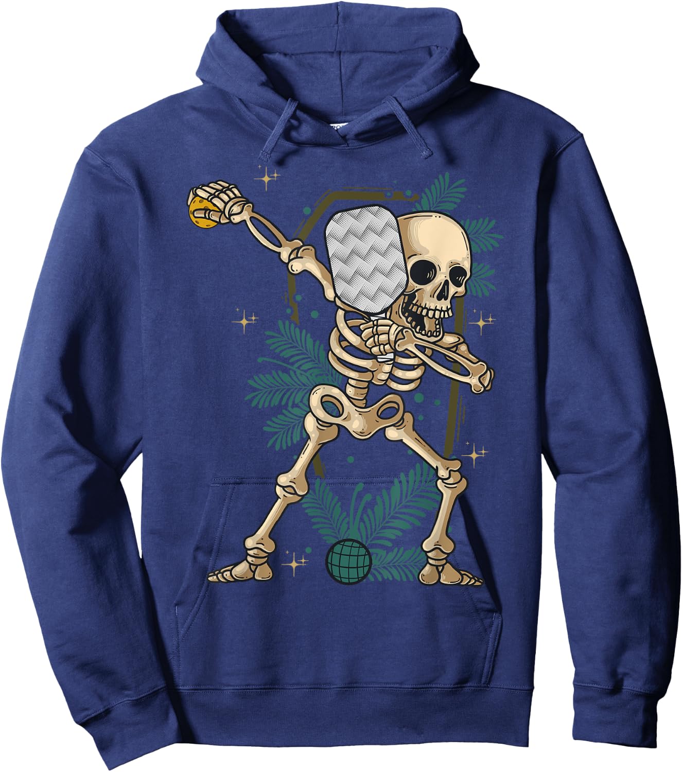 Halloween Pickleball Costume Dabbing Skeleton Pickleballer Hoodie - Hoodie | Navy