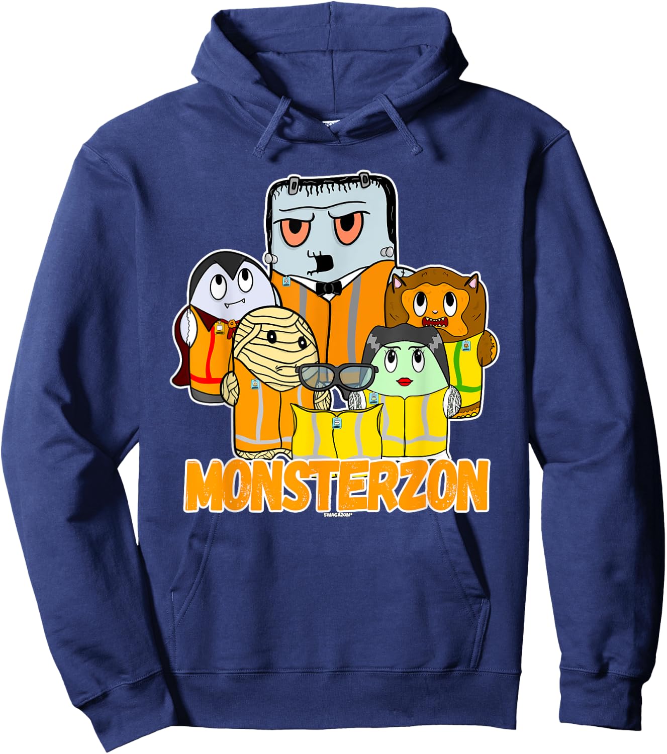 Swagazon Monsters Mummy Frankenstein Dracula Monsterzon Hoodie - Hoodie | Navy