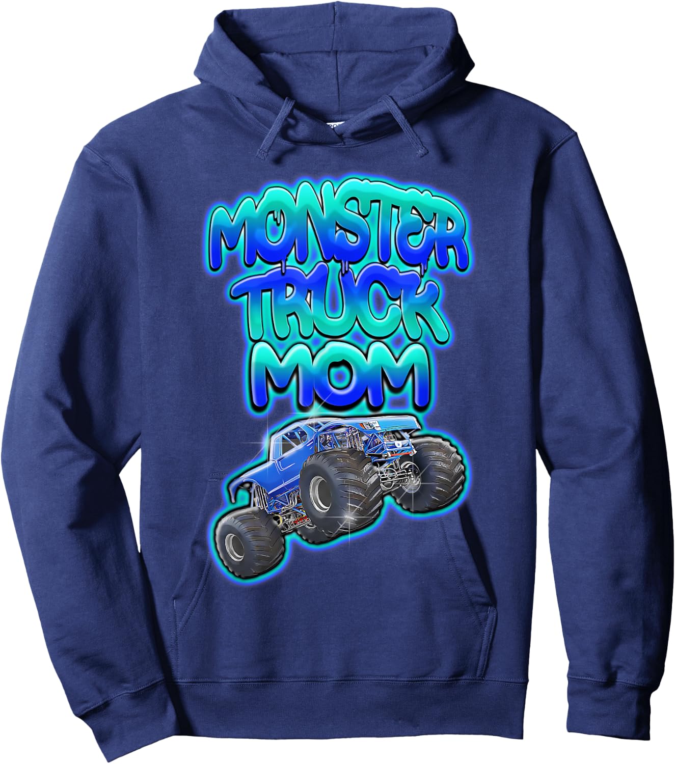 Monster Truck Mom Cool Blue Graffiti Style Hoodie - Hoodie | Navy