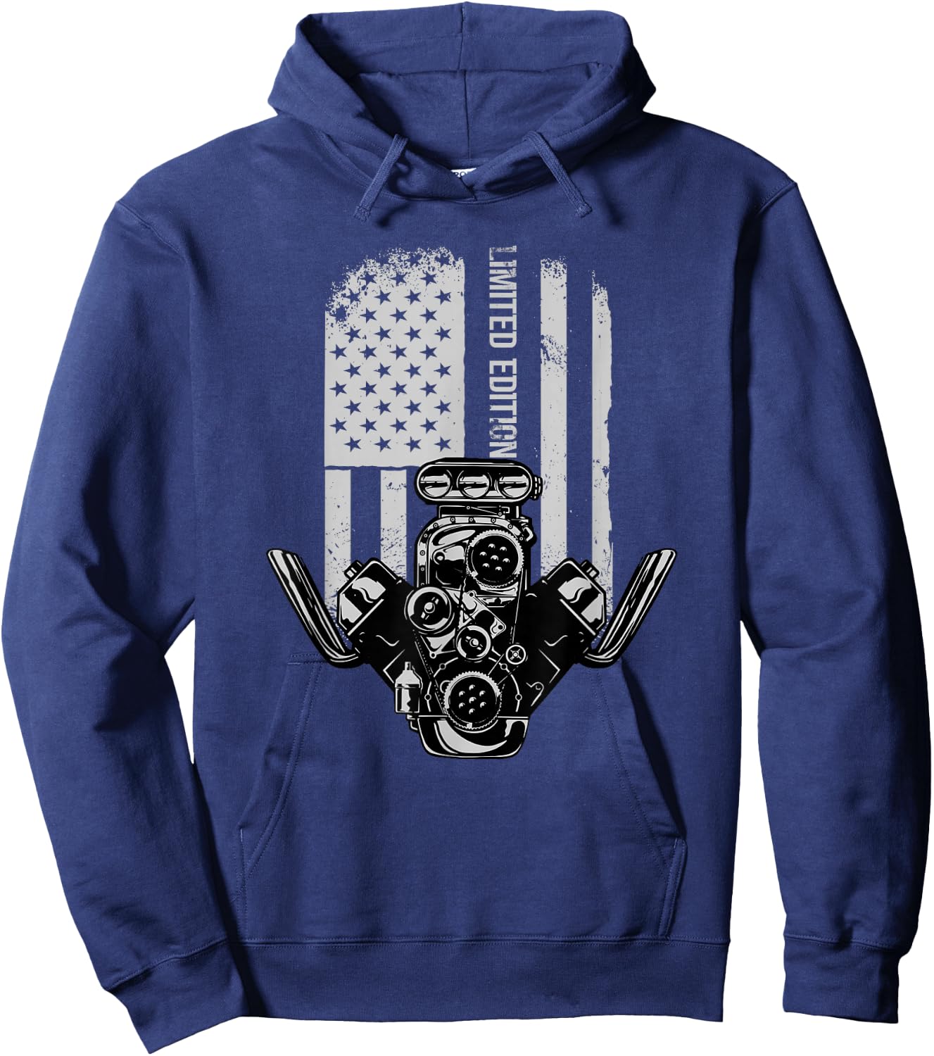 American Muscle Car Birthday Limited Edition Motor V8 Hoodie - Hoodie | Navy