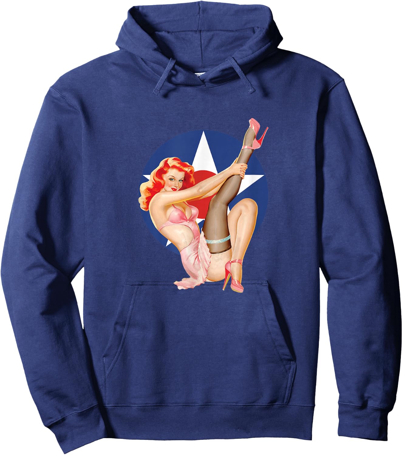 Vintage Patriotic Pinup Girl Hoodie - Hoodie | Navy