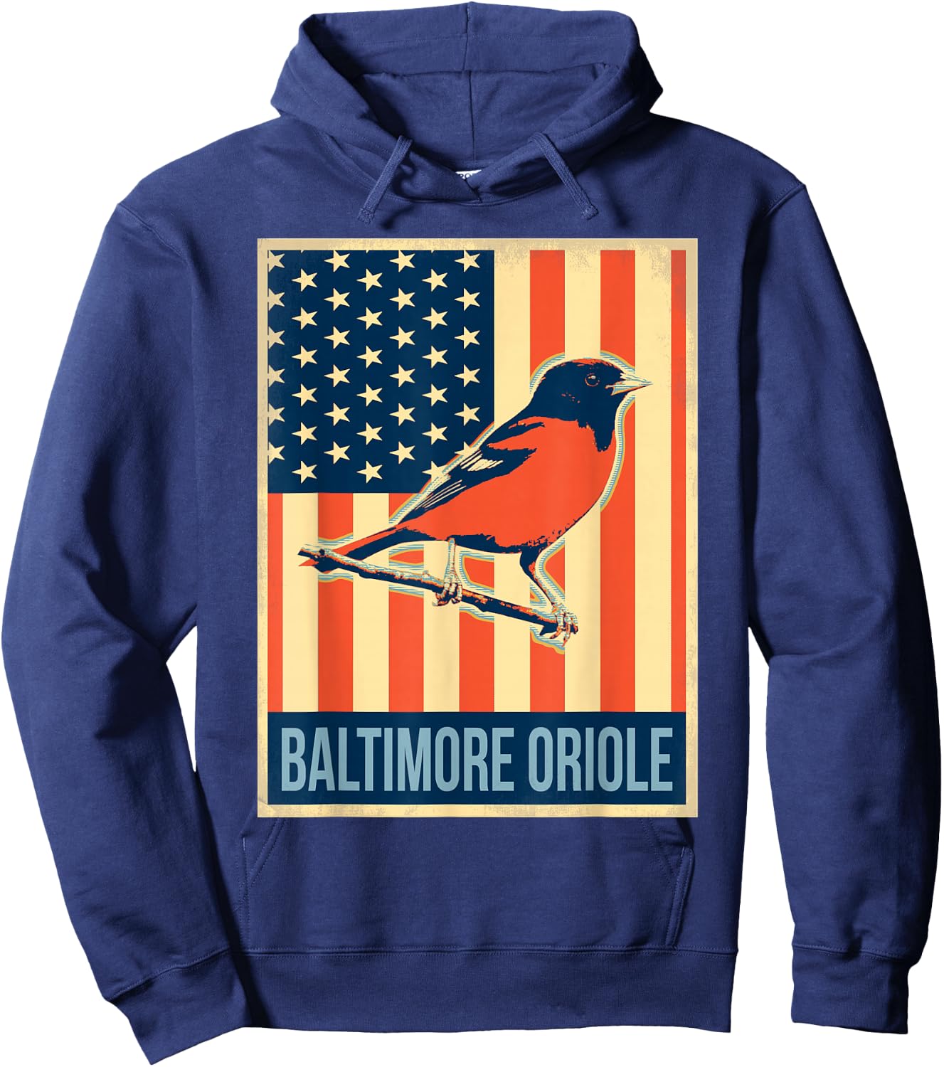 Vintage US Flag Baltimore Oriole Shirt Hoodie - Hoodie | Navy