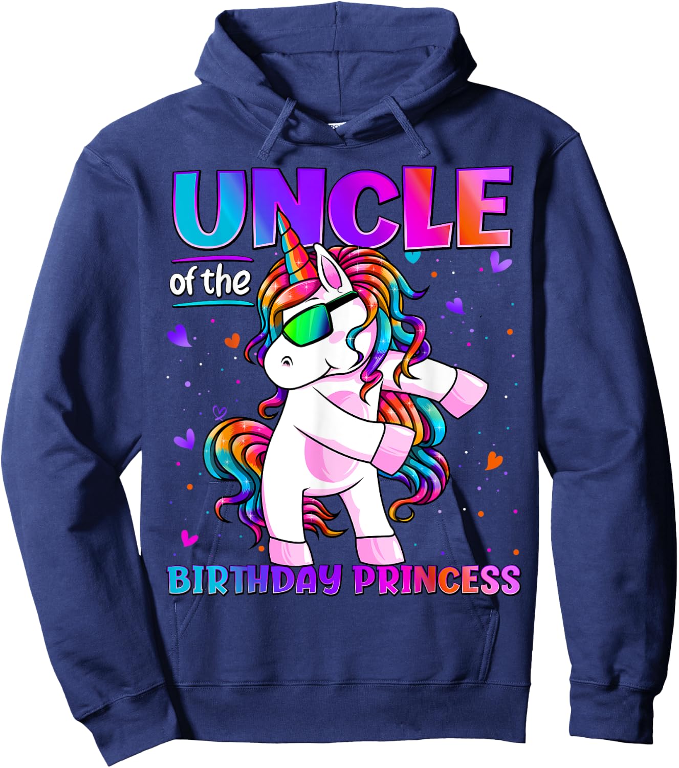 Uncle of the Birthday Princess Flossing Unicorn Uncle Hoodie - Hoodie | Navy