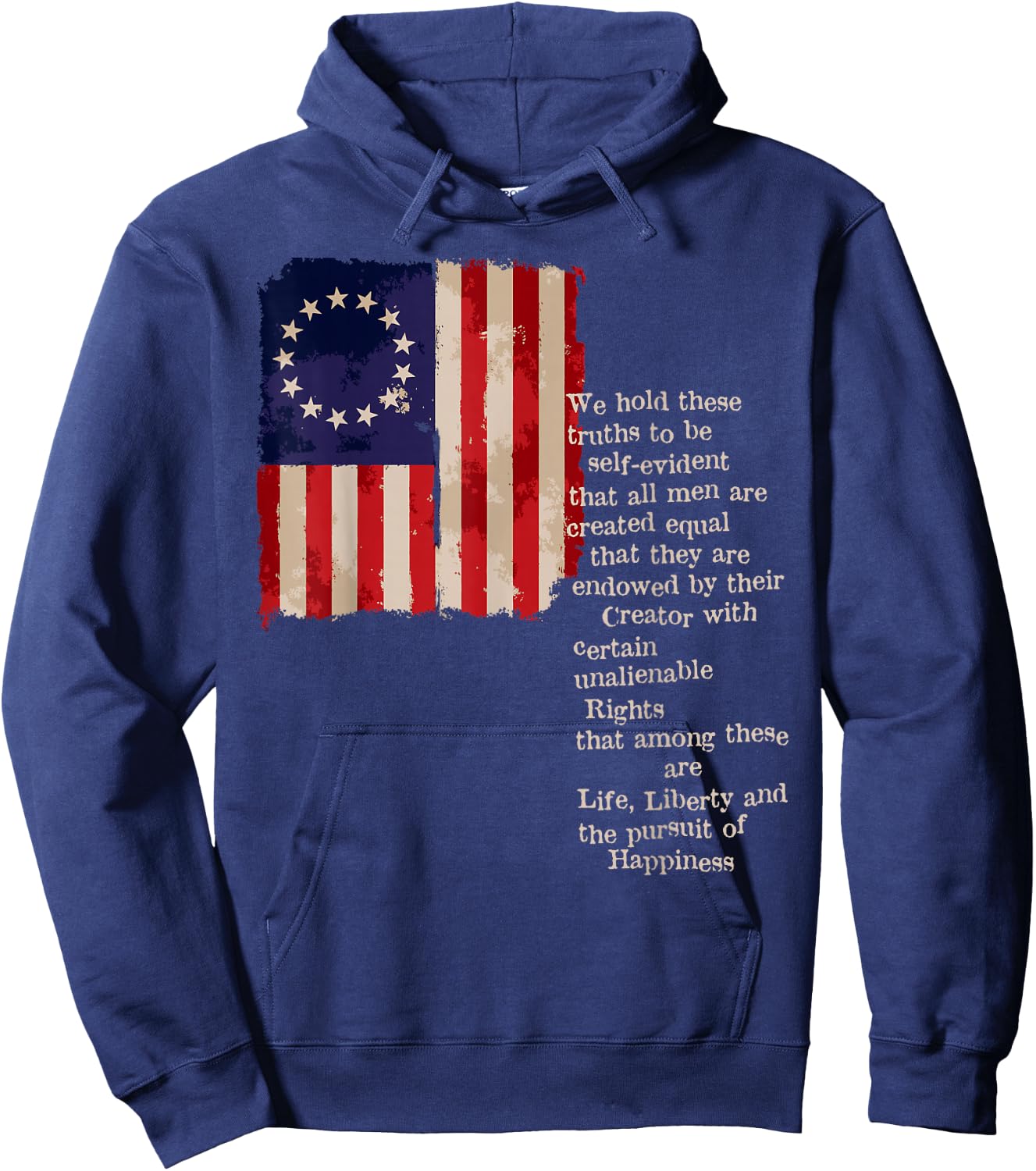 Betsy Ross American Flag the pursuit of Happiness Hoodie - Hoodie | Navy