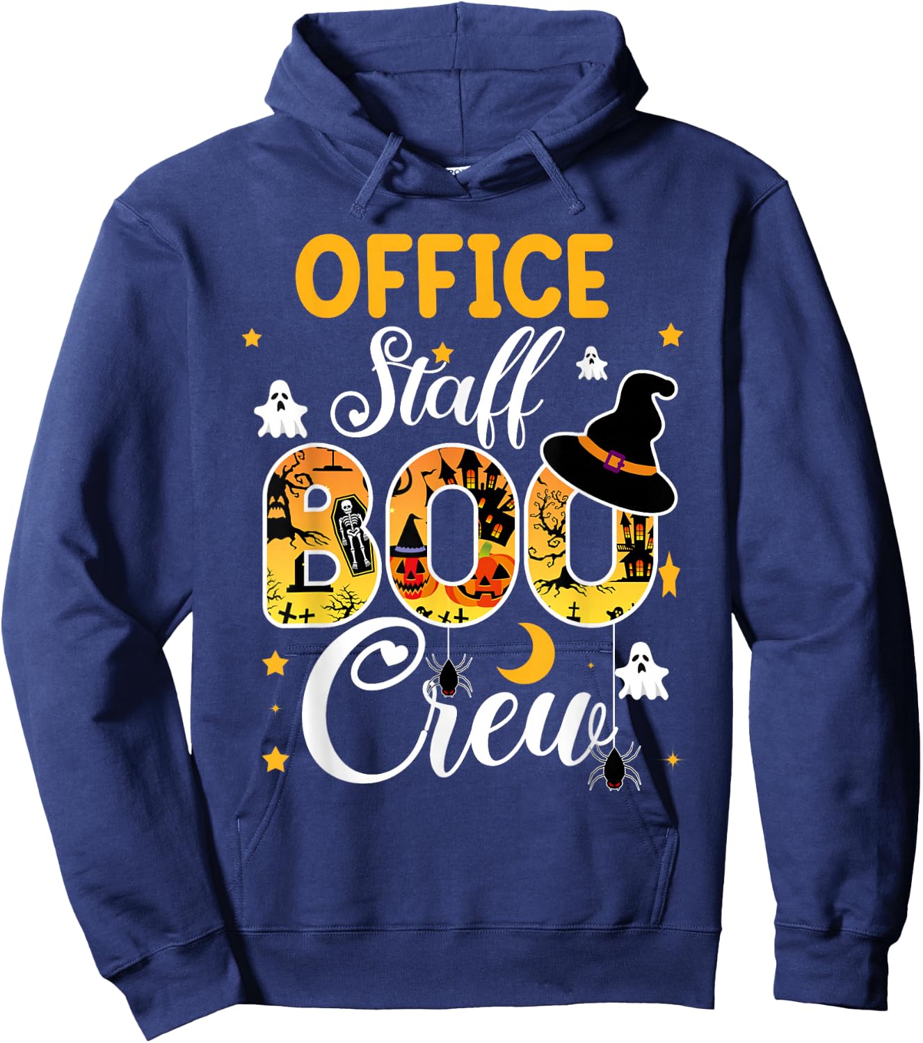 Office Staff Boo Crew Funny Halloween Matching Costume Hoodie - Hoodie | Navy