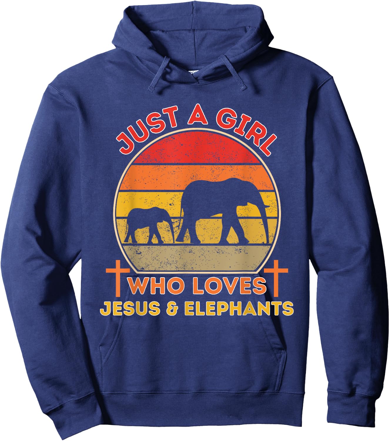 Just A Girl Who Loves Jesus And Elephants - Retro Christian Hoodie - Hoodie | Navy