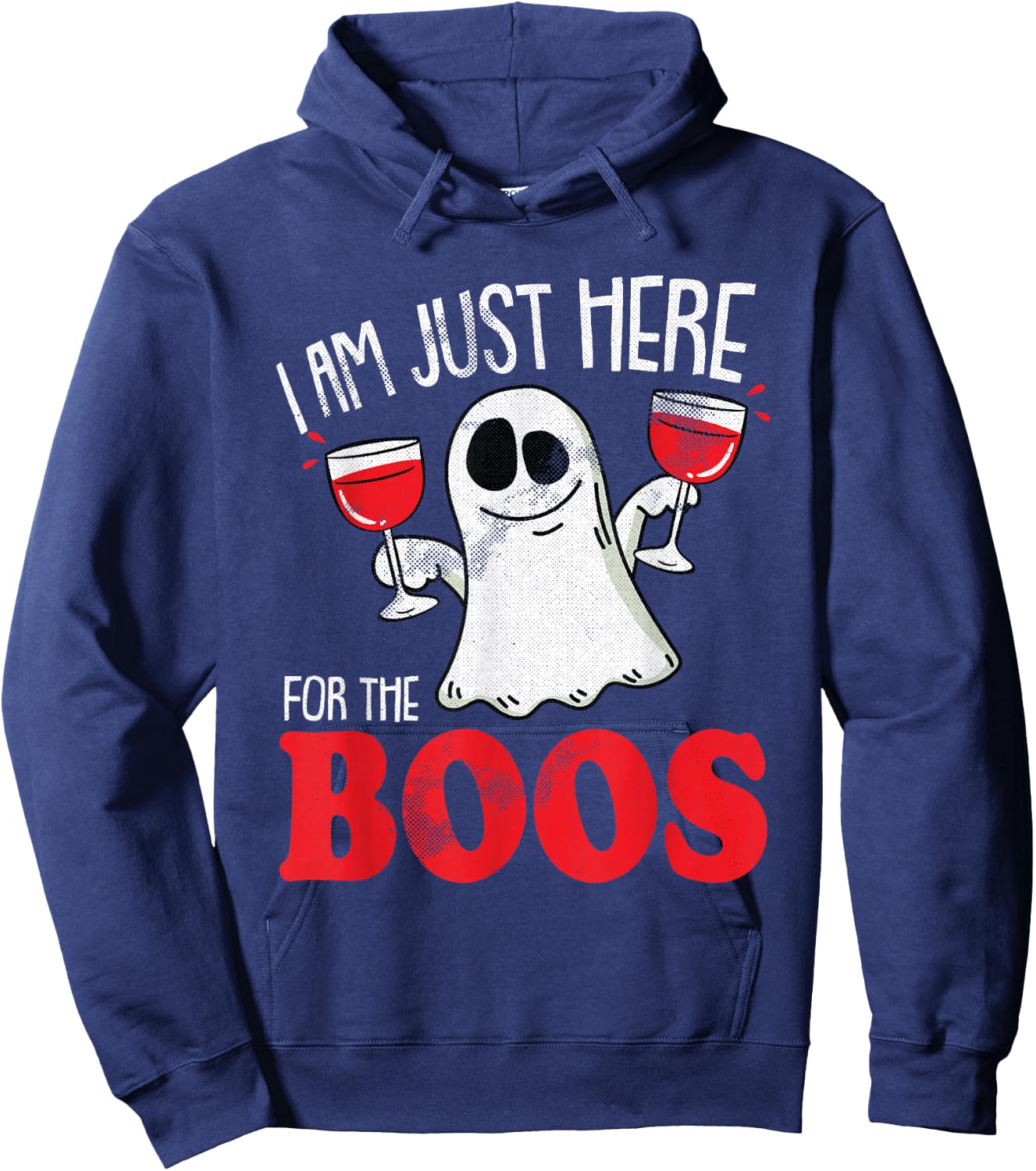 Im Just Here For The Boos Halloween Costume Drinking Wine Hoodie - Hoodie | Navy