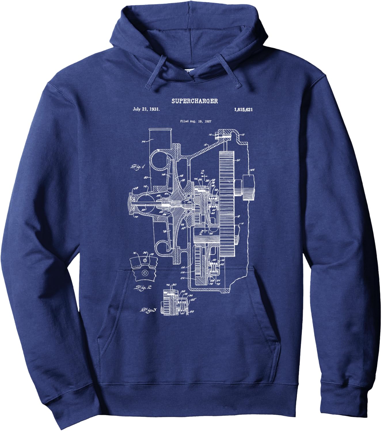 Vintage Supercharger Muscle Car Shirt - Super Charger Turbo Hoodie - Hoodie | Navy
