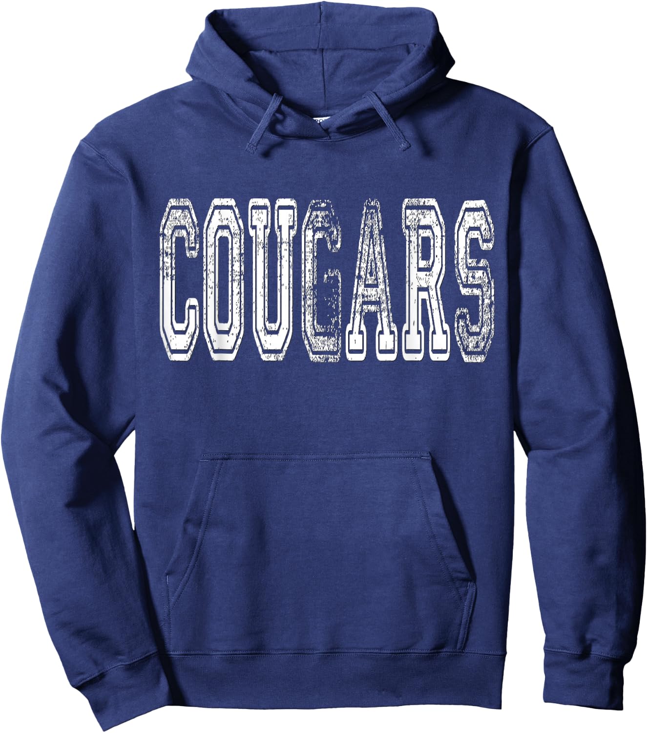 Cougars Mascot Distressed Vintage School Sports Name Fans Hoodie - Hoodie | Navy