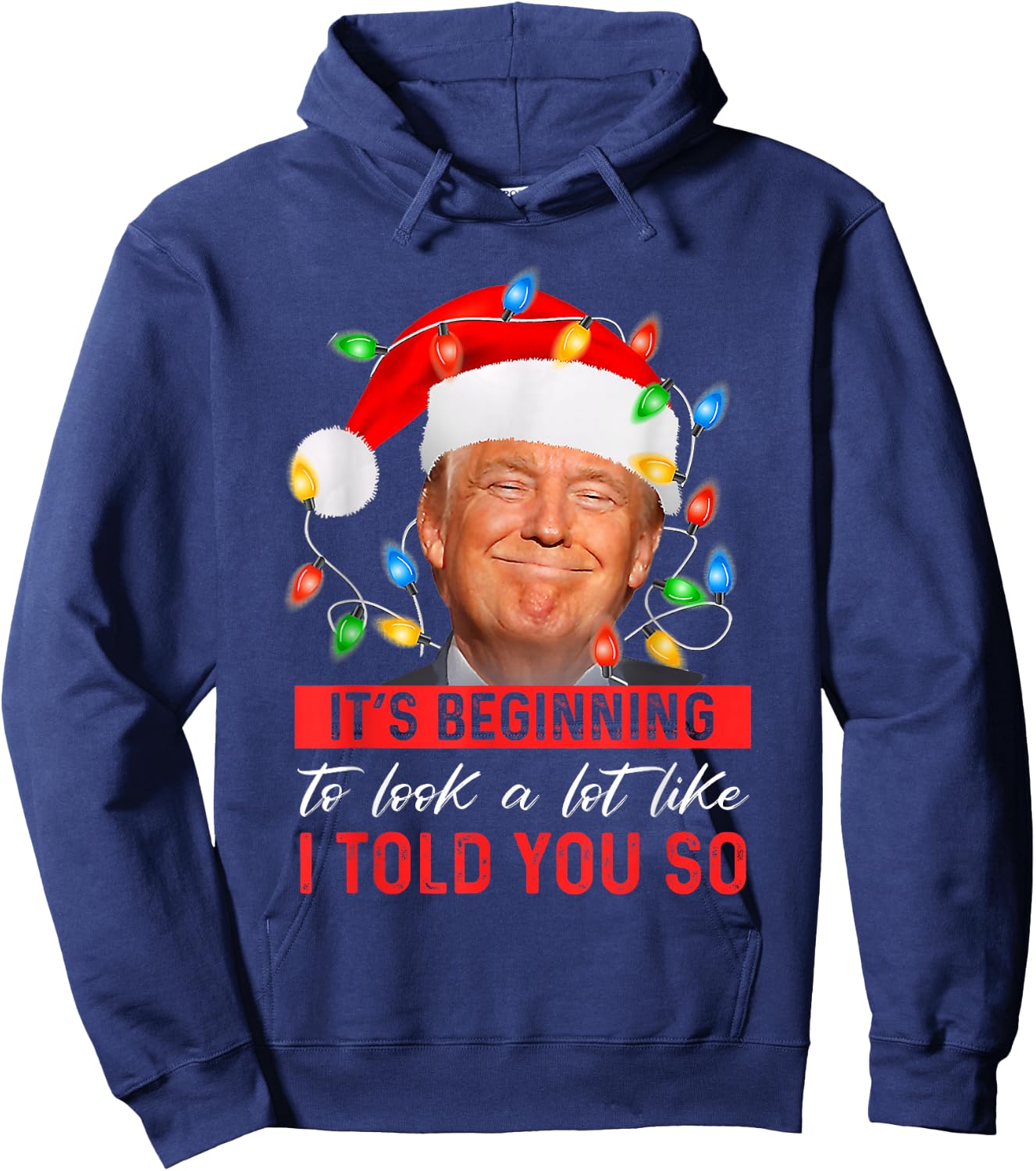 It's Beginning to Look A Lot Like I Told You So Trump Xmas Small Hoodie - Hoodie | Navy