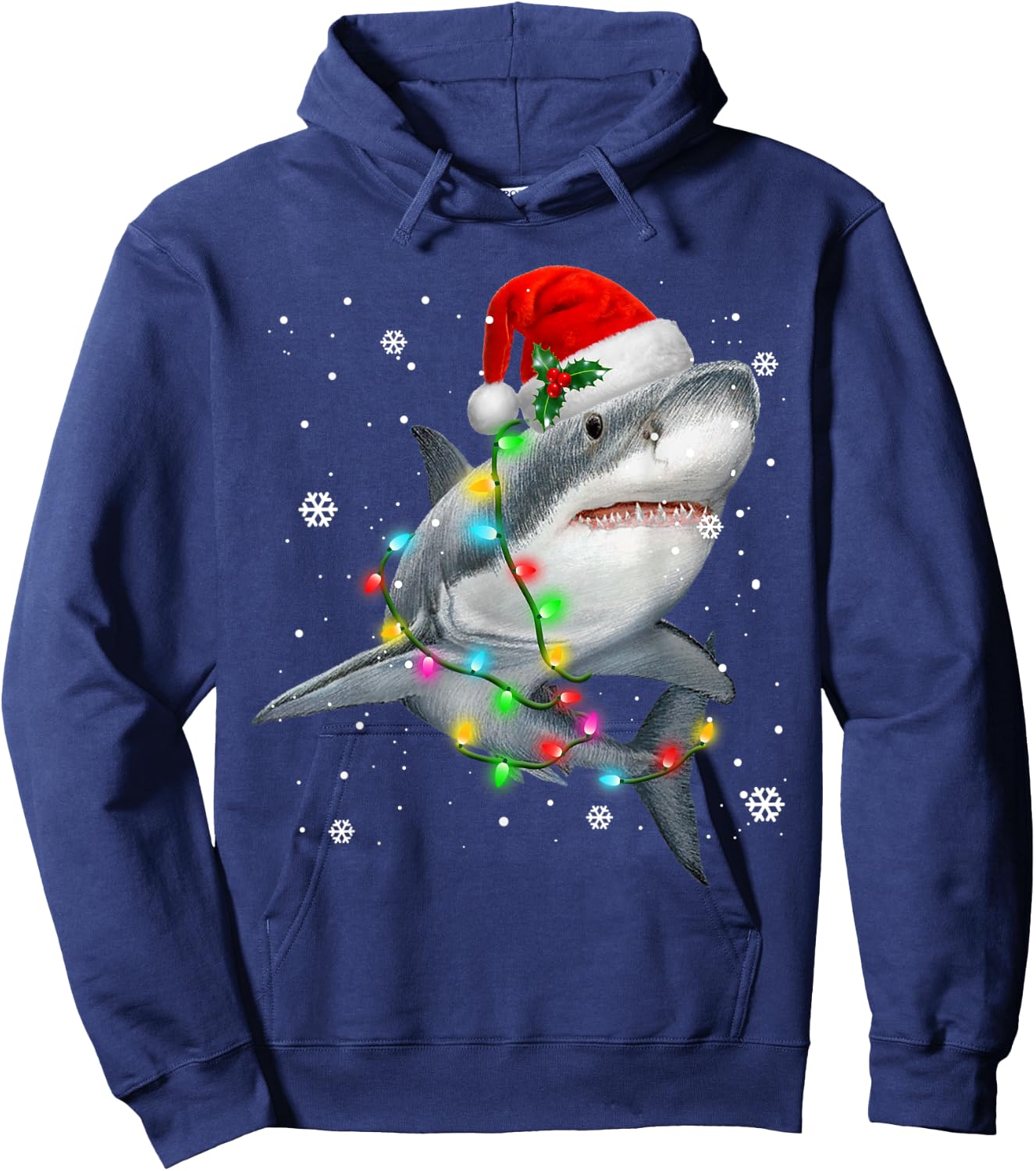 Sharks Tree Christmas Sweater Xmas Pet Animal Shark Lover Hoodie - Hoodie | Navy