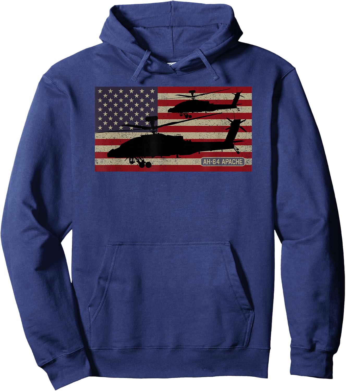 AH-64 Apache Helicopters Vintage USA Flag Hoodie - Hoodie | Navy