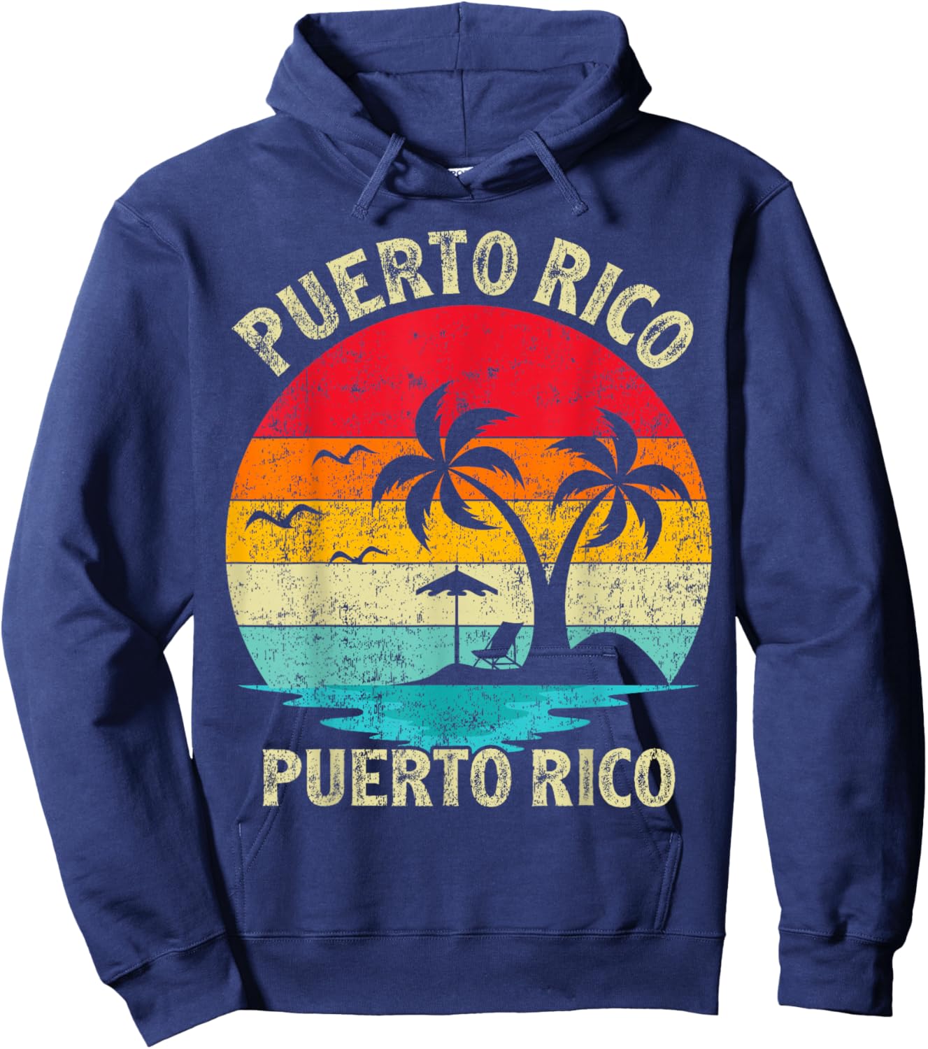 Family Vacation Vintage Retro Puerto Rico San Juan Beach Men Women Girls Kids Hoodie - Hoodie | Navy