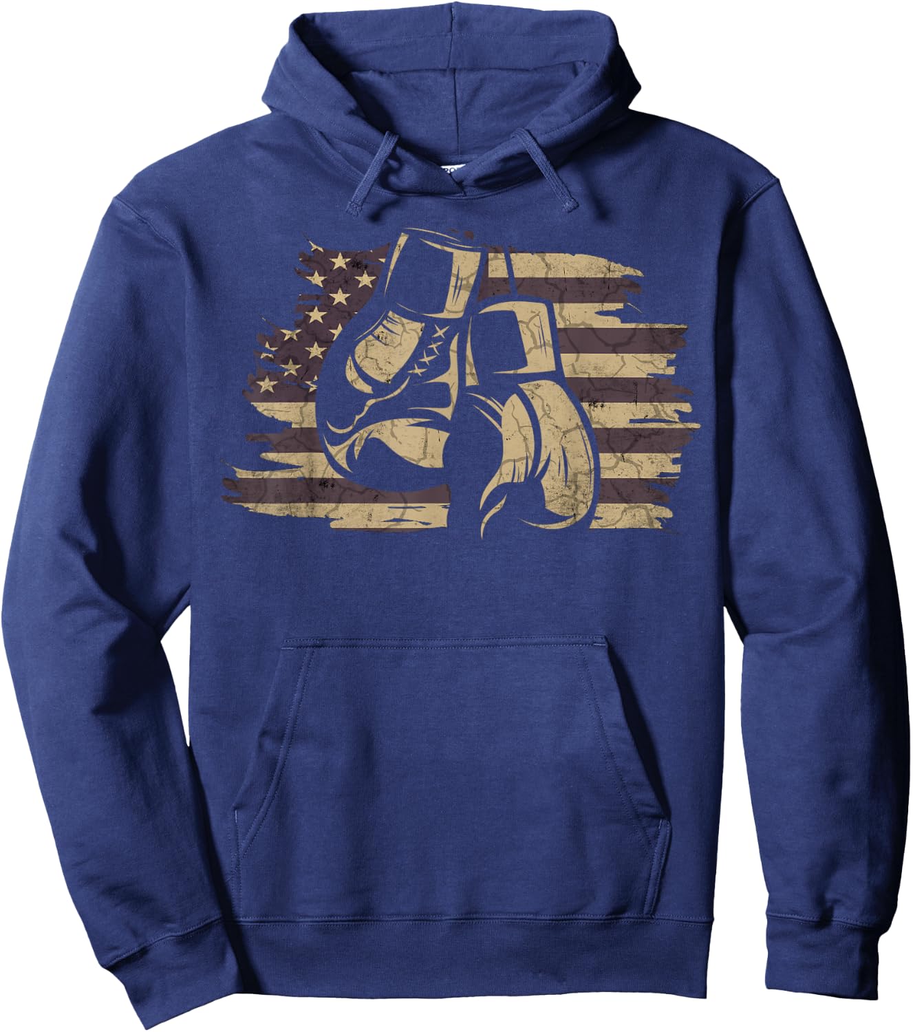Boxing Gloves American Flag Retro Old School Boxing Hoodie - Hoodie | Navy