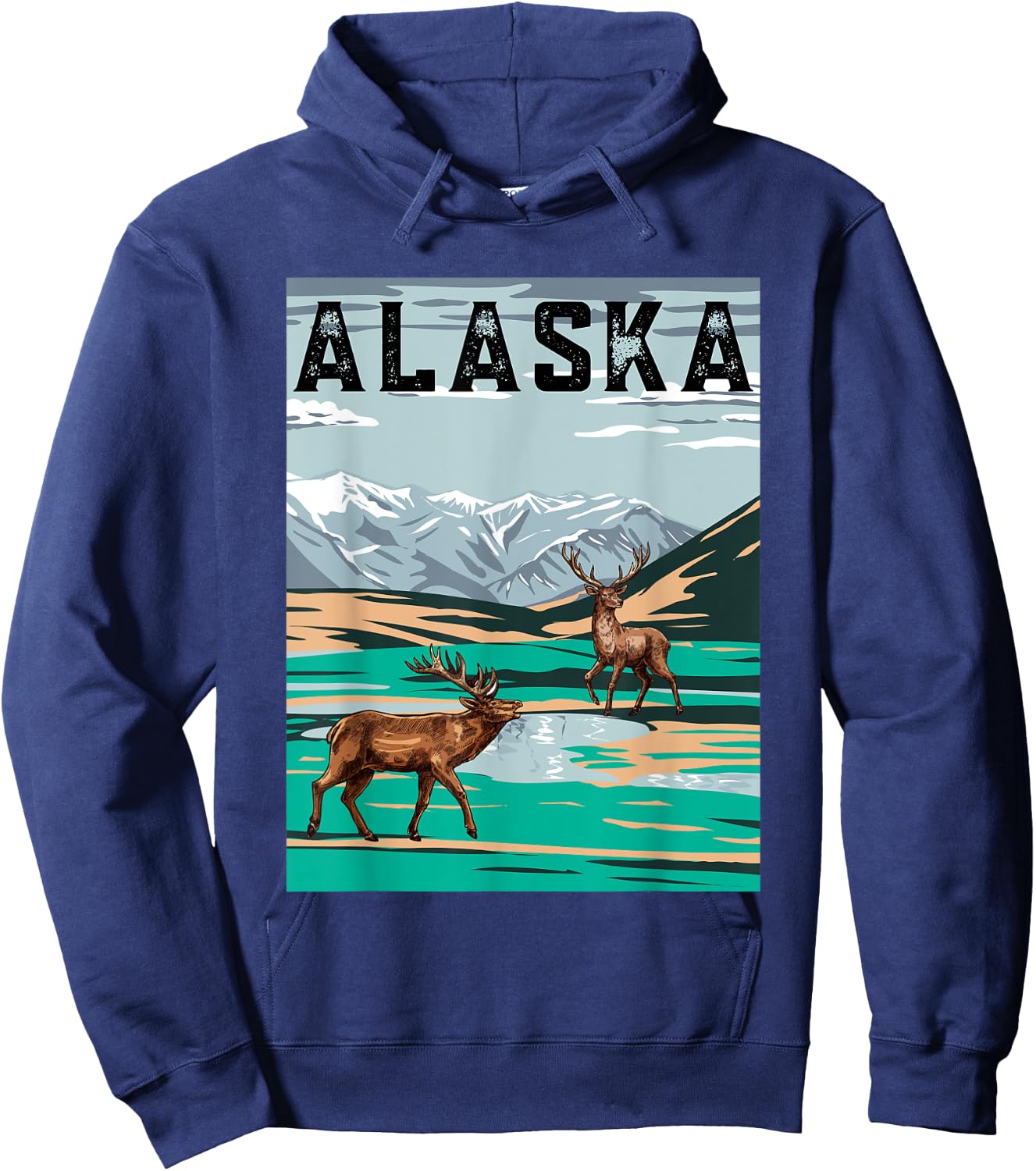 Vintage Alaska Hunting Deer design Men Women Boy Girl Kids Hoodie - Hoodie | Navy