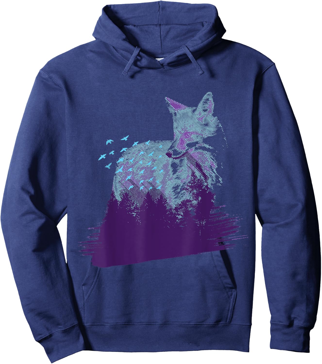 Arctic Fox Forest Landscape White Arctic Fox Lover Animal Hoodie - Hoodie | Navy