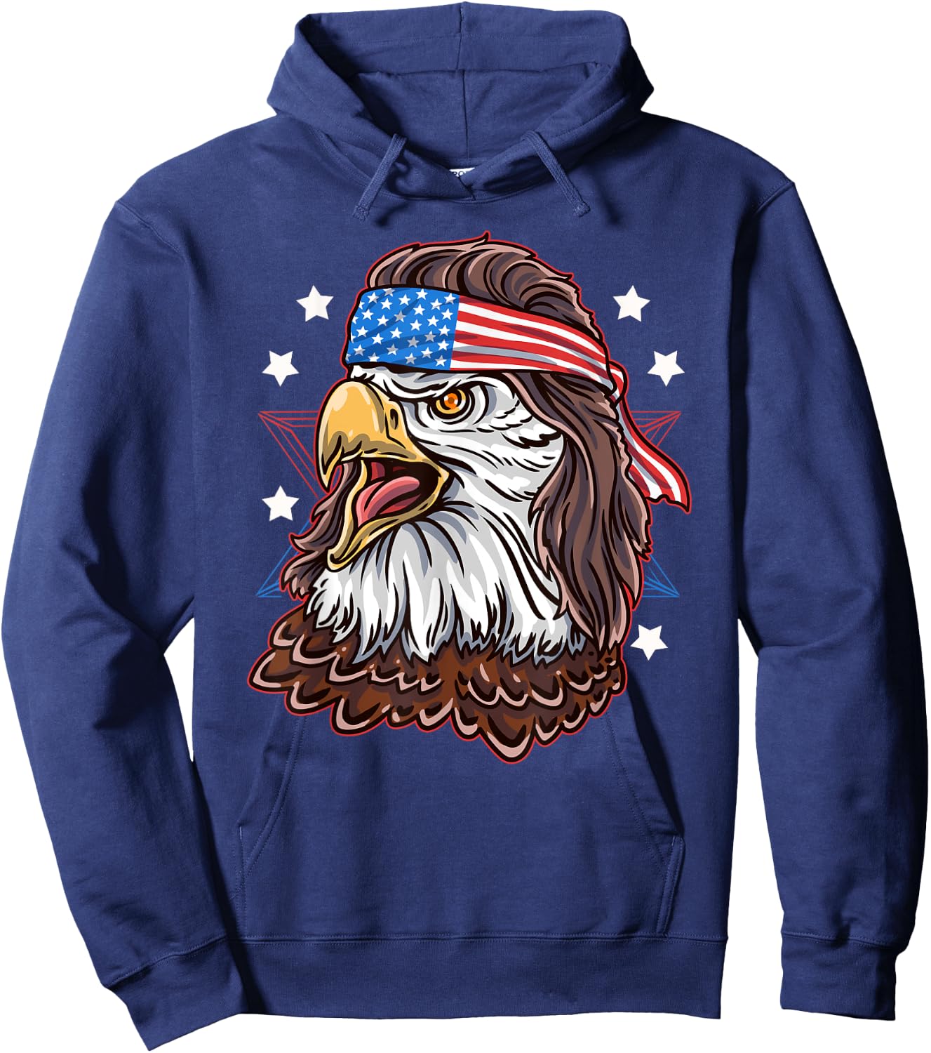 Funny Redneck 80s Patriotic Proud Mullet American Bald Eagle Women Men Hoodie - Hoodie | Navy