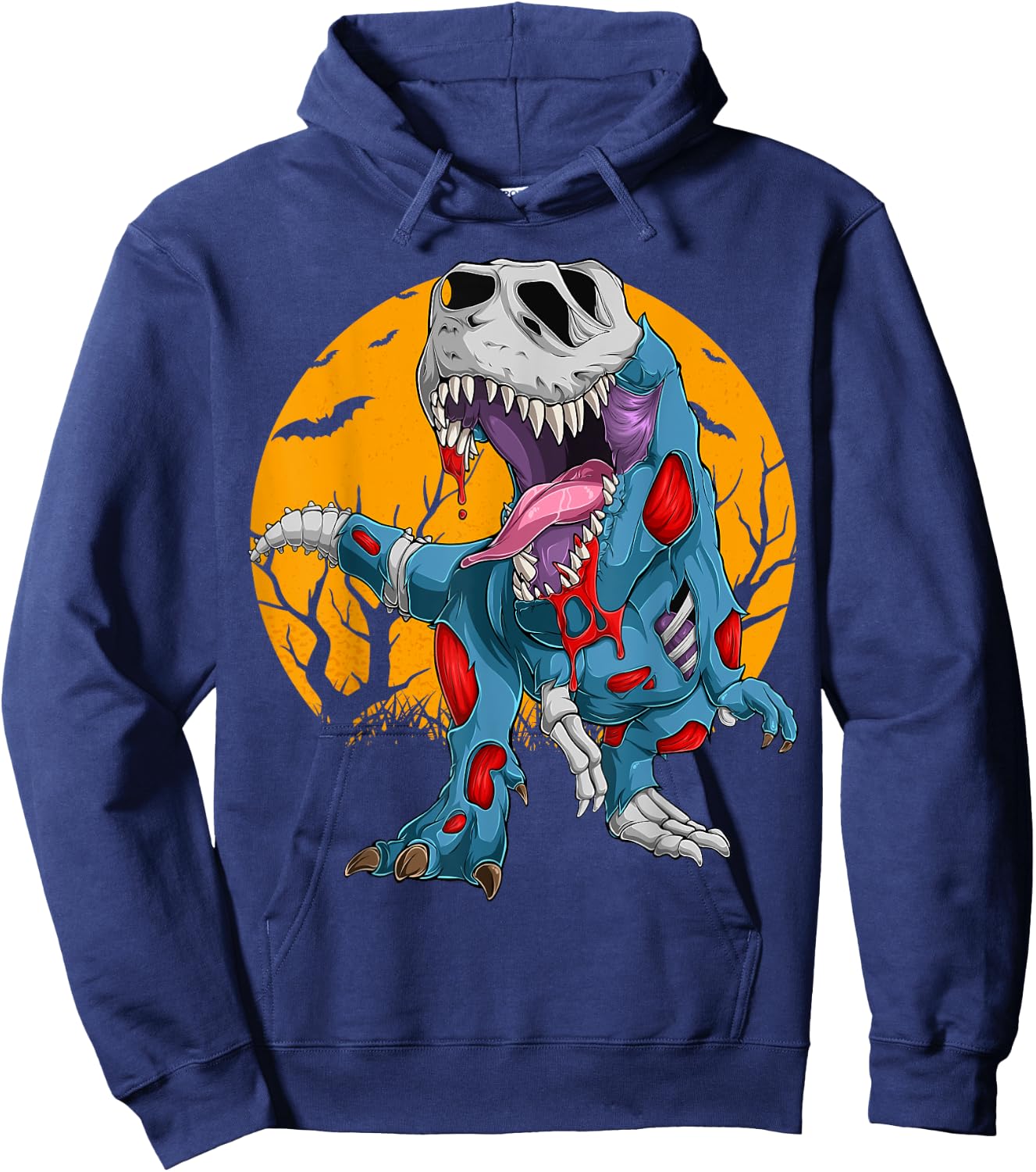 Zombie Saurus Halloween Costume Zombie Dinosaur T Rex Boys Hoodie - Hoodie | Navy