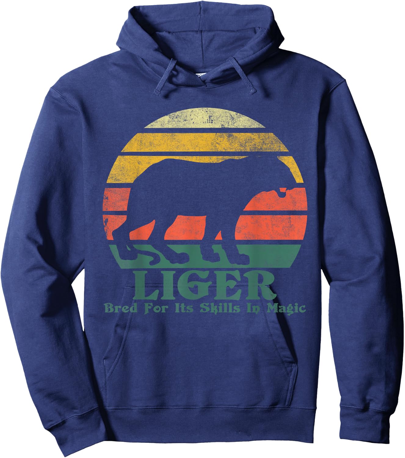 Retro Vintage Liger Tiger Lion Magic Beast Graphic Hoodie - Hoodie | Navy