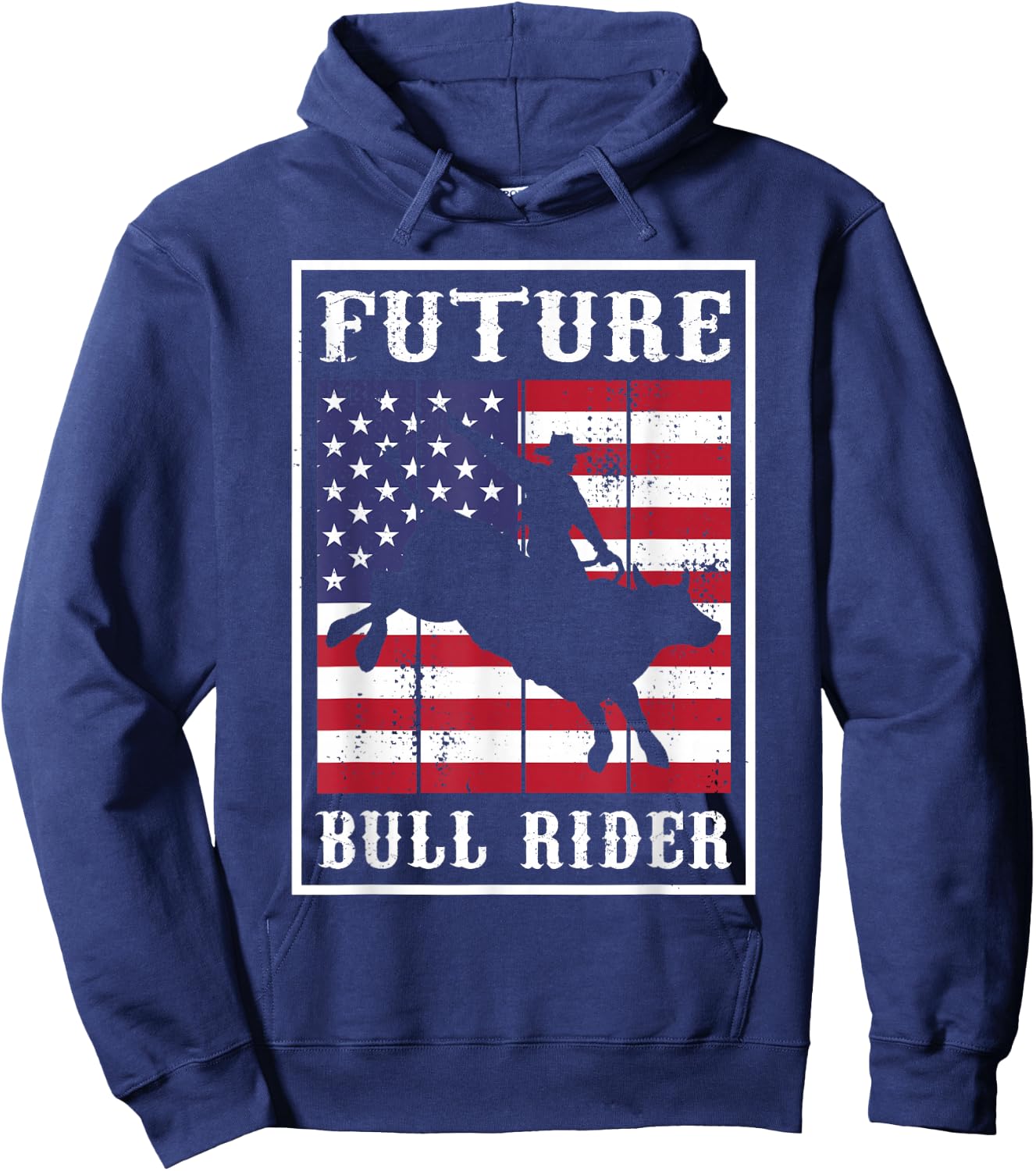 Future Bull Rider American Rodeo Patriotic USA Bull Riding Hoodie - Hoodie | Navy