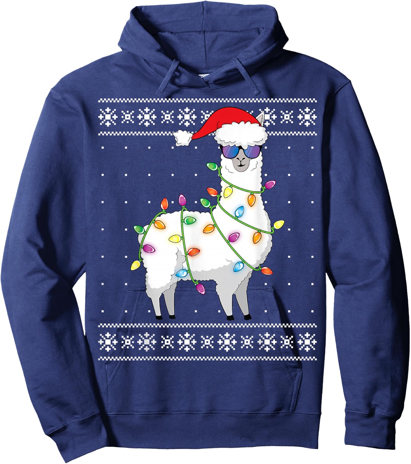 Alpaca Christmas Tree Funny Ugly Christmas Sweater Hoodie - Hoodie | Navy