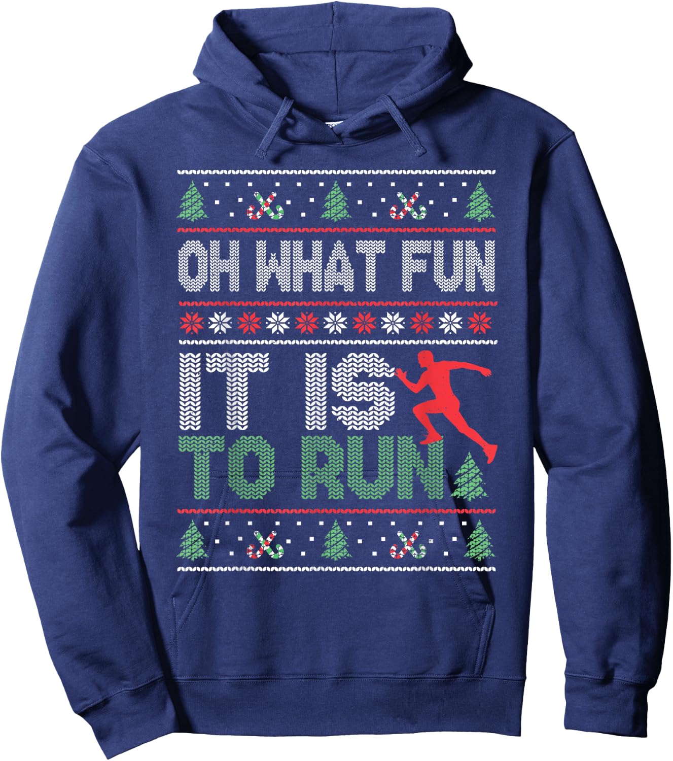 Oh What Fun It Is To Run Christmas Running Ugly Hoodie - Hoodie | Navy