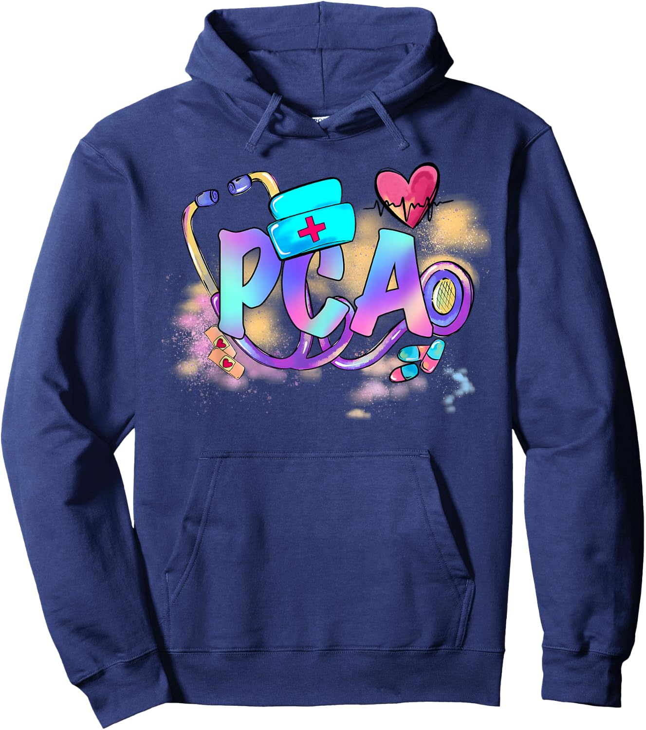 Tie Dye PCA Cute Nurse Day CNA RN Nurse Week Gifts Nursing Hoodie - Hoodie | Navy