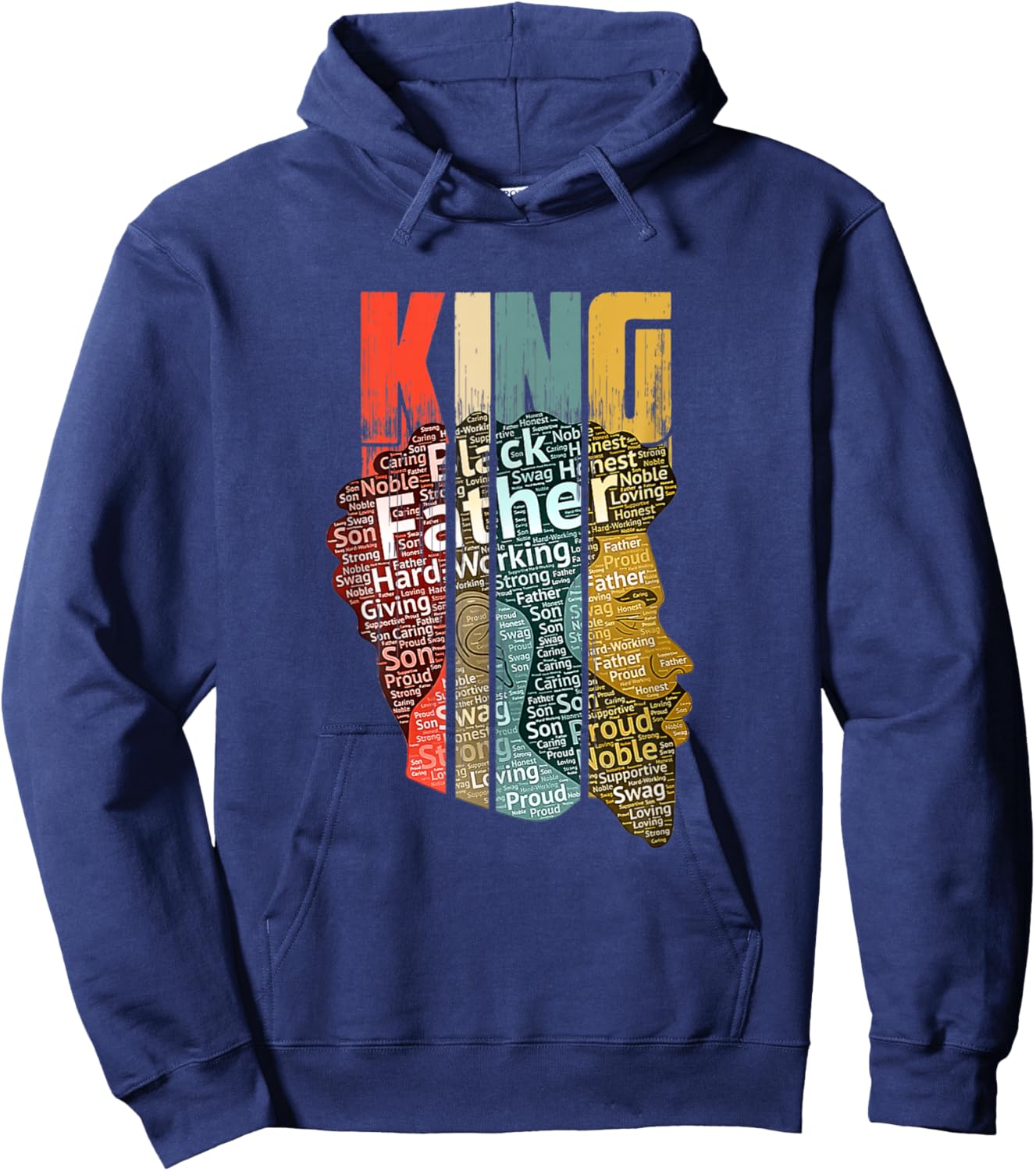 Strong-Black-King t Shirt African-American Natural-Afro Hoodie - Hoodie | Navy