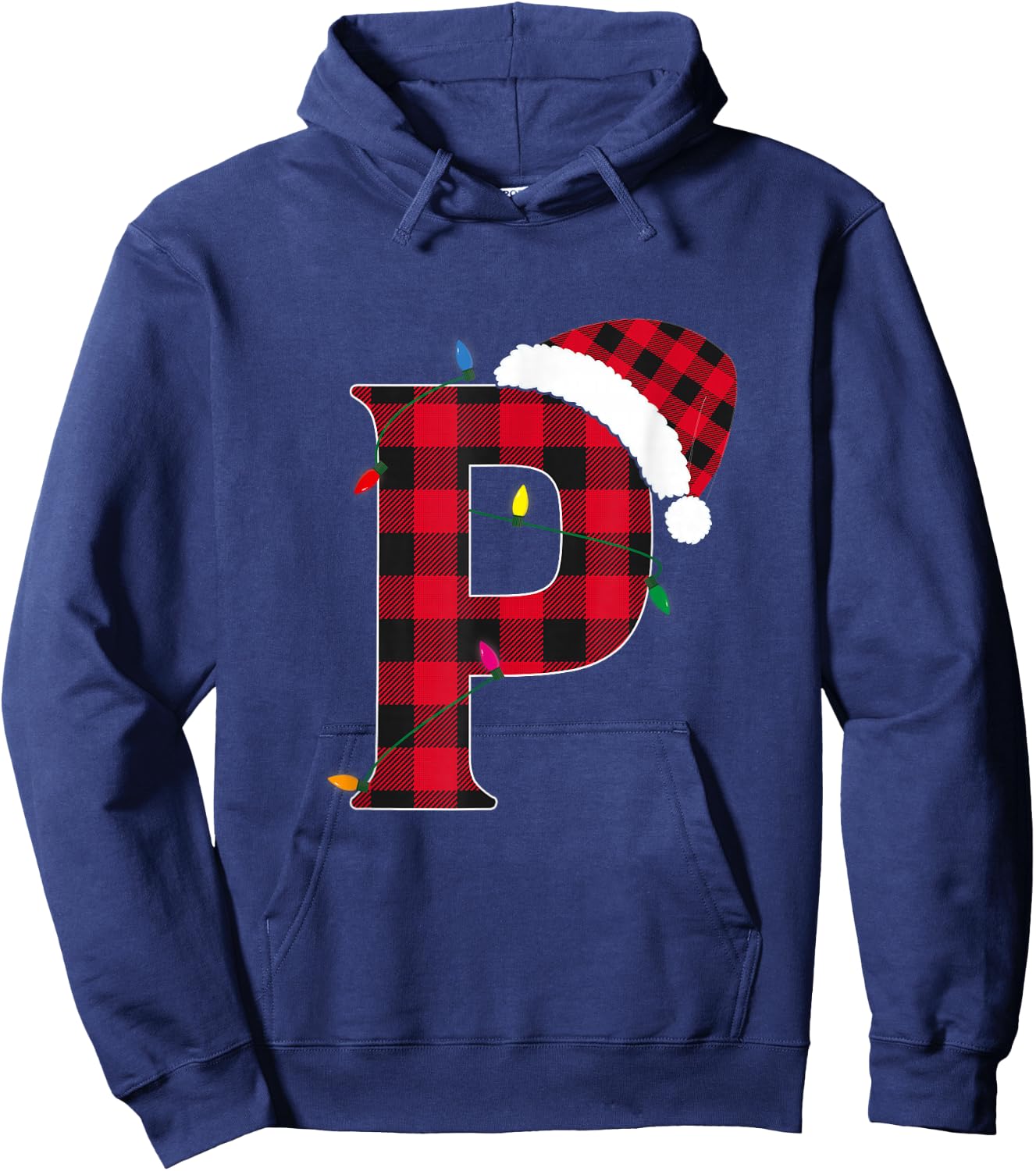 Awesome Letter P Initial Name Buffalo Plaid Christmas Hoodie - Hoodie | Navy