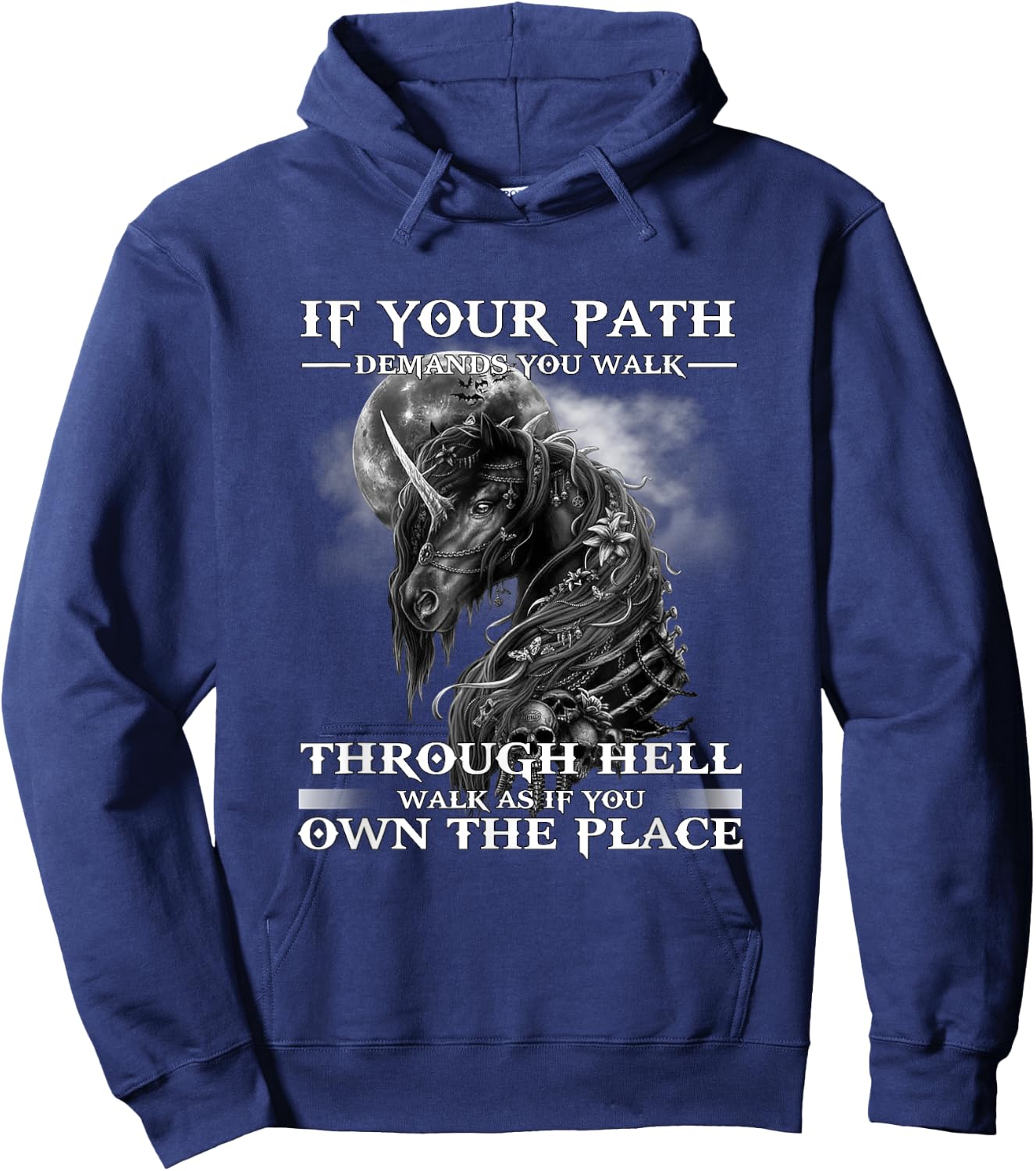 If Your Path Demands You Walk Through Hell Skull Horse Hoodie - Hoodie | Navy