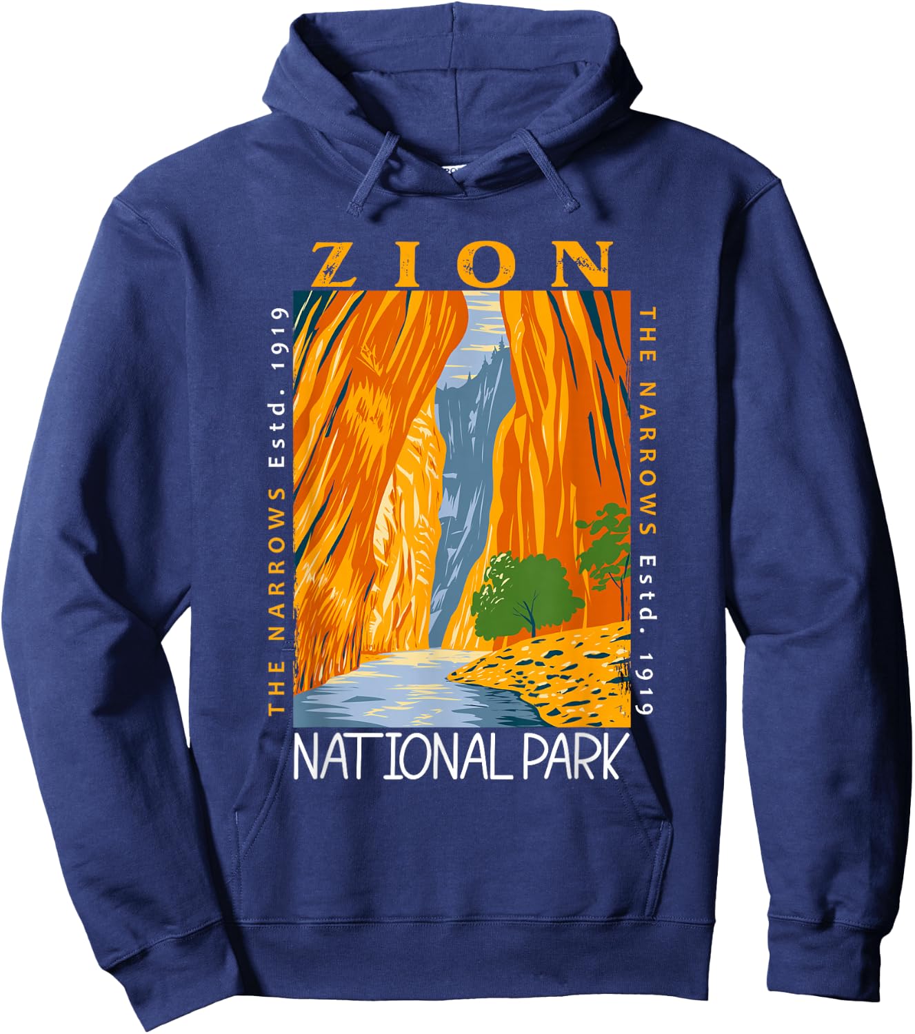 Zion National Park Utah Vintage The Narrows Vintage Hoodie - Hoodie | Navy