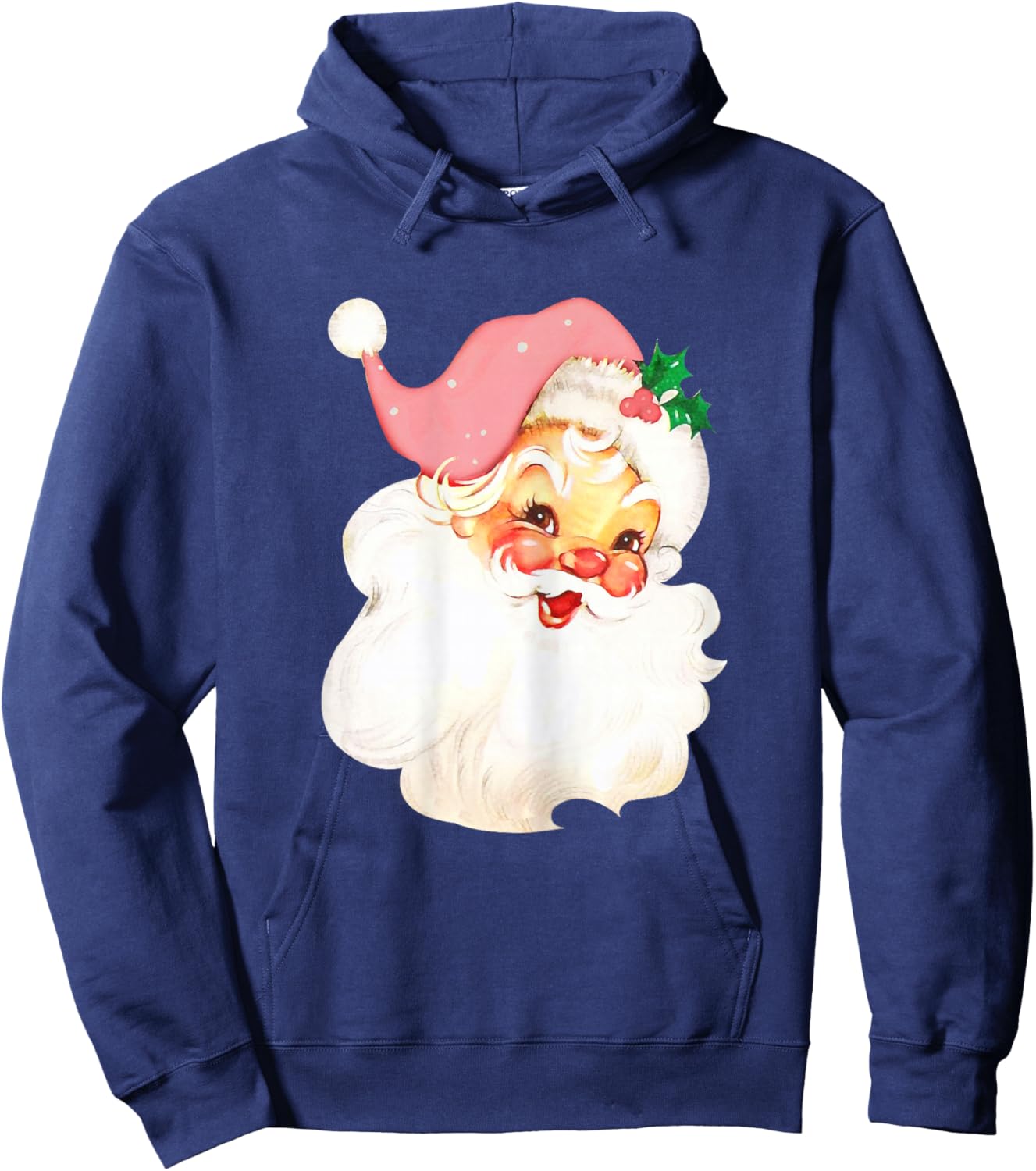 Pink Santa for Girls Christmas Retro Holiday Vintage Hoodie - Hoodie | Navy