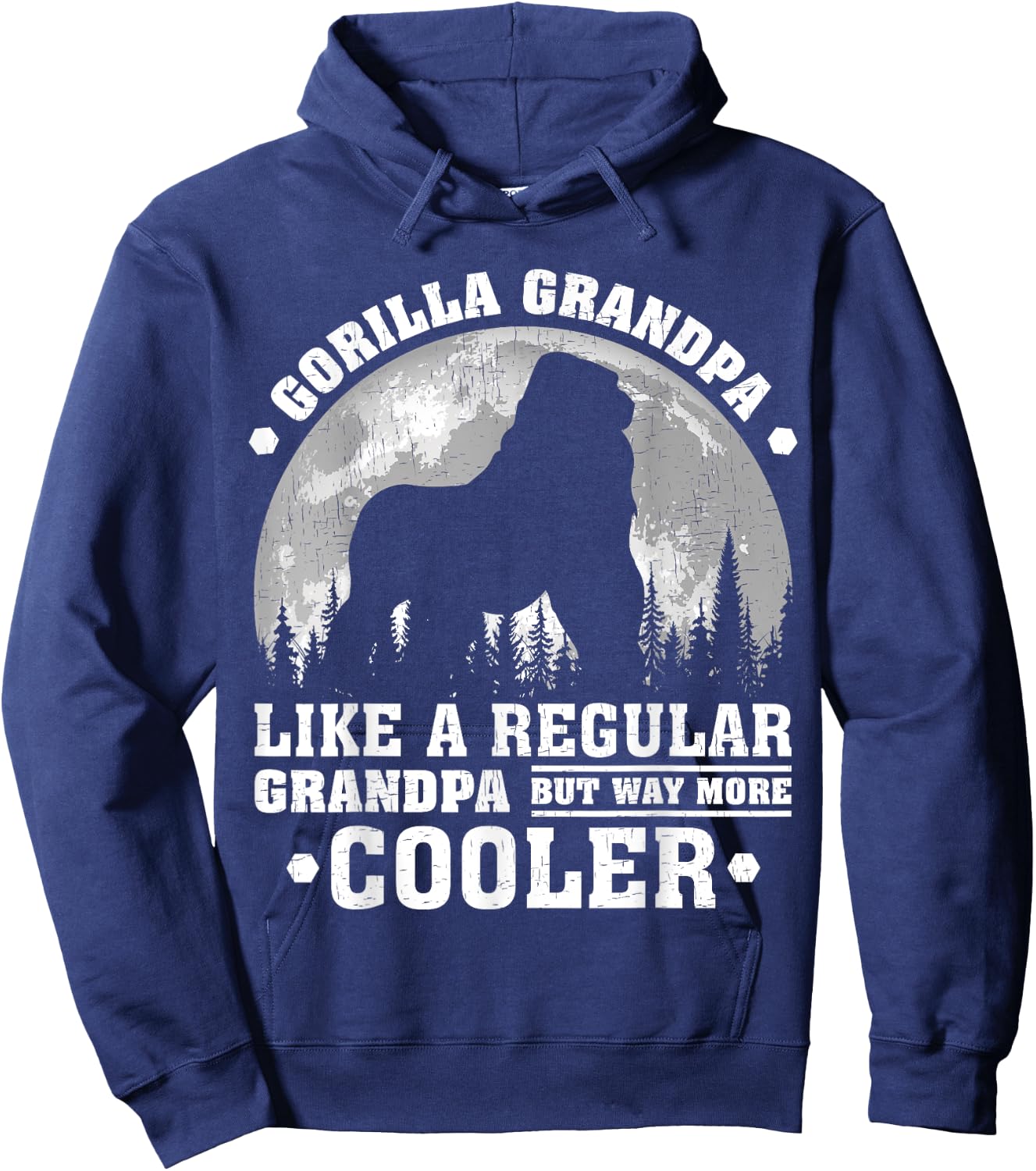 Gorilla Grandpa Funny Moon Vintage Gorilla Father's Day Hoodie - Hoodie | Navy