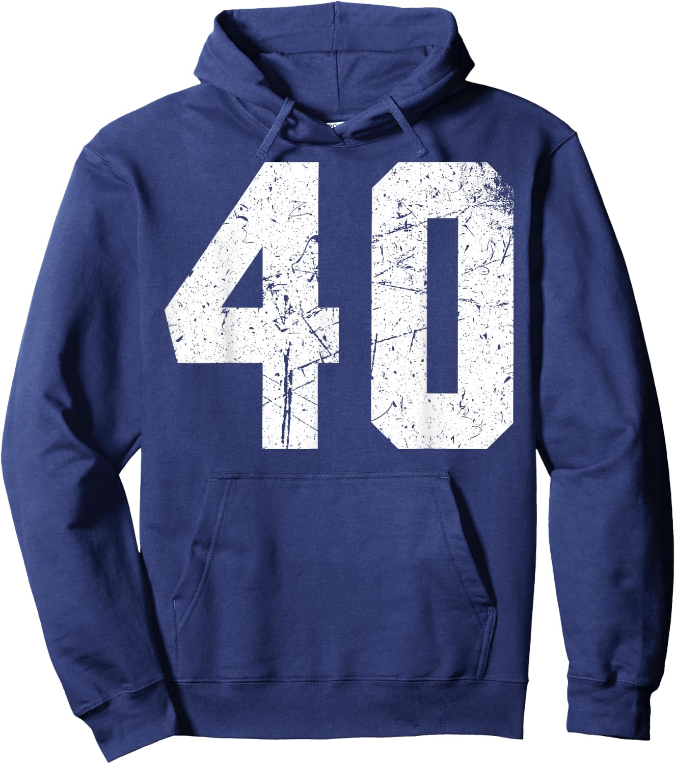 Number #40 White Vintage Varsity Number Hoodie - Hoodie | Navy