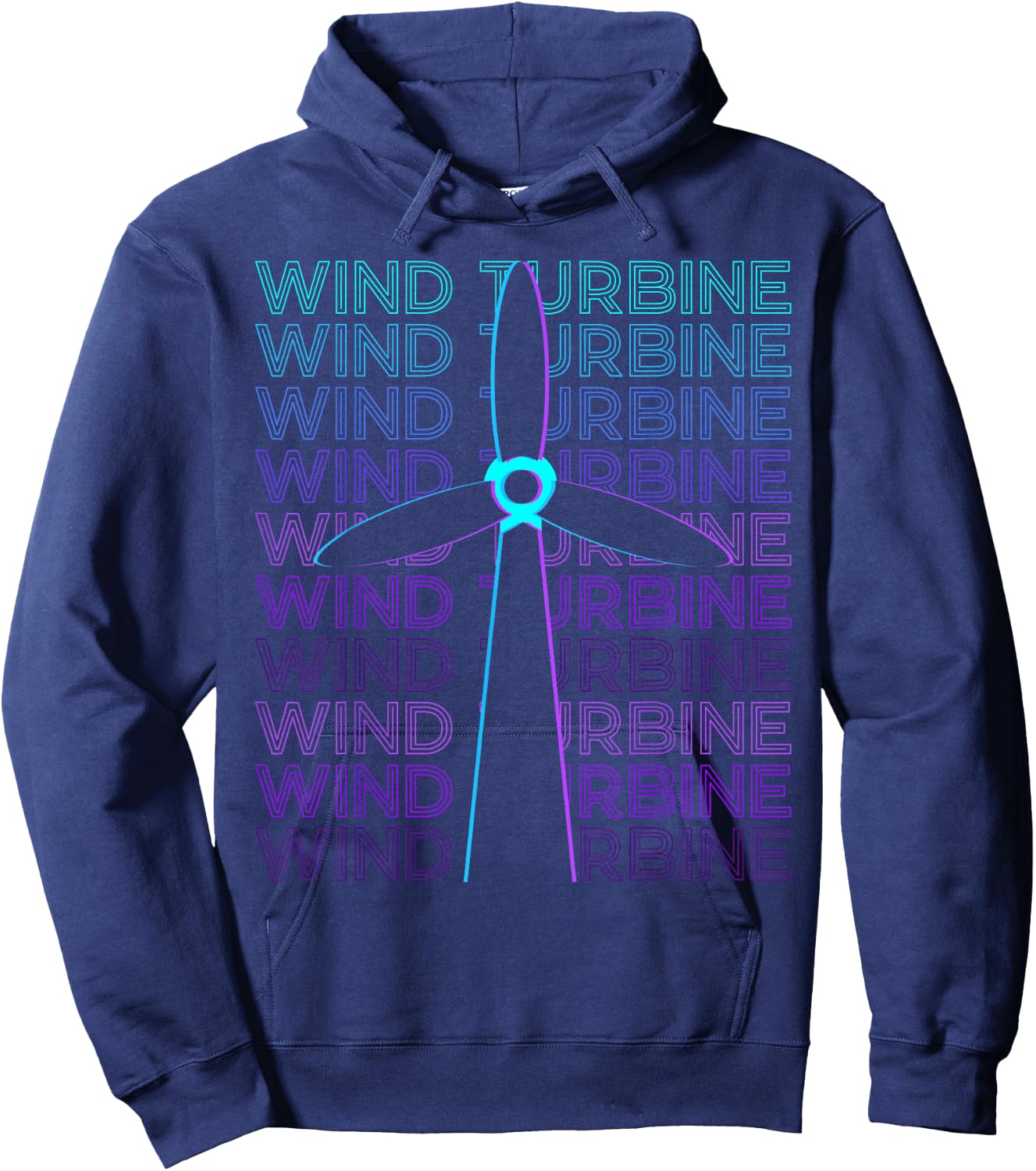 Wind Turbine Gifts -Adults, -Kids Retro-Modern Black Short Sleeve Hoodie - Hoodie | Navy