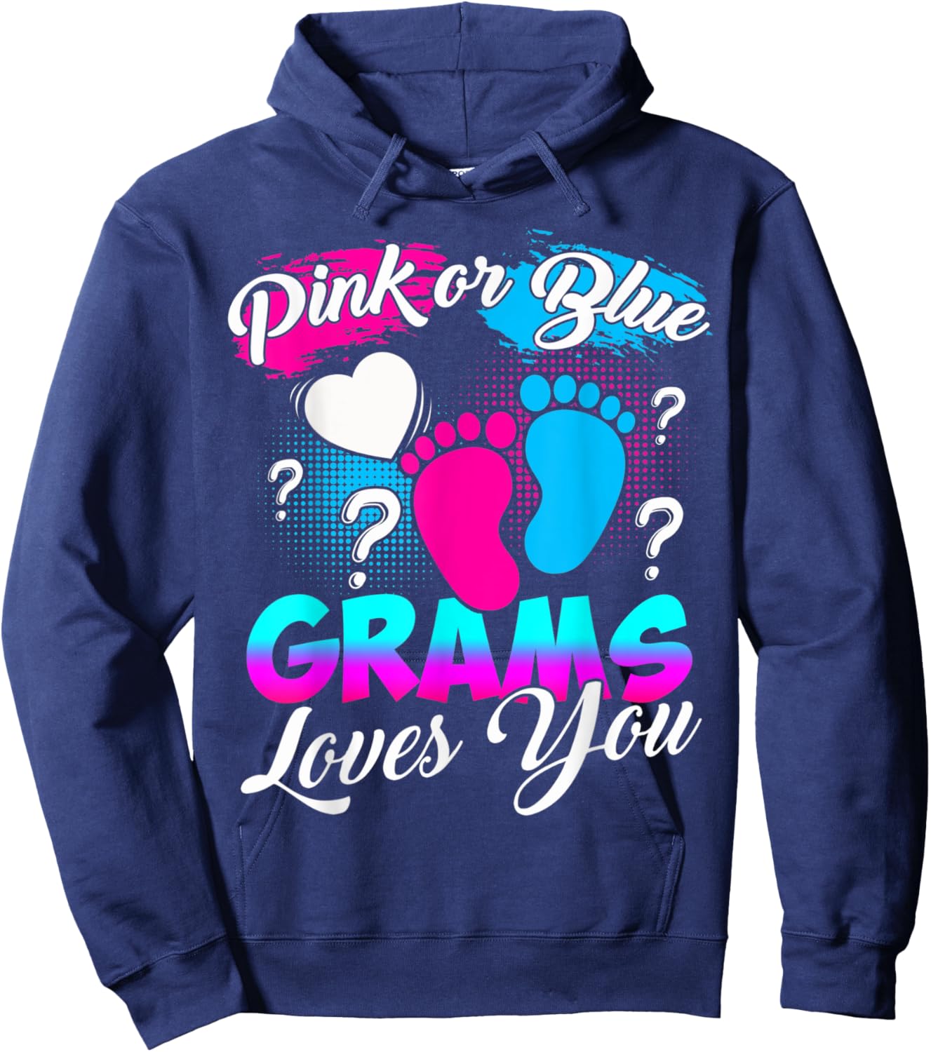 Women Gender Reveal Pink Or Blue Grams Loves You Hoodie - Hoodie | Navy