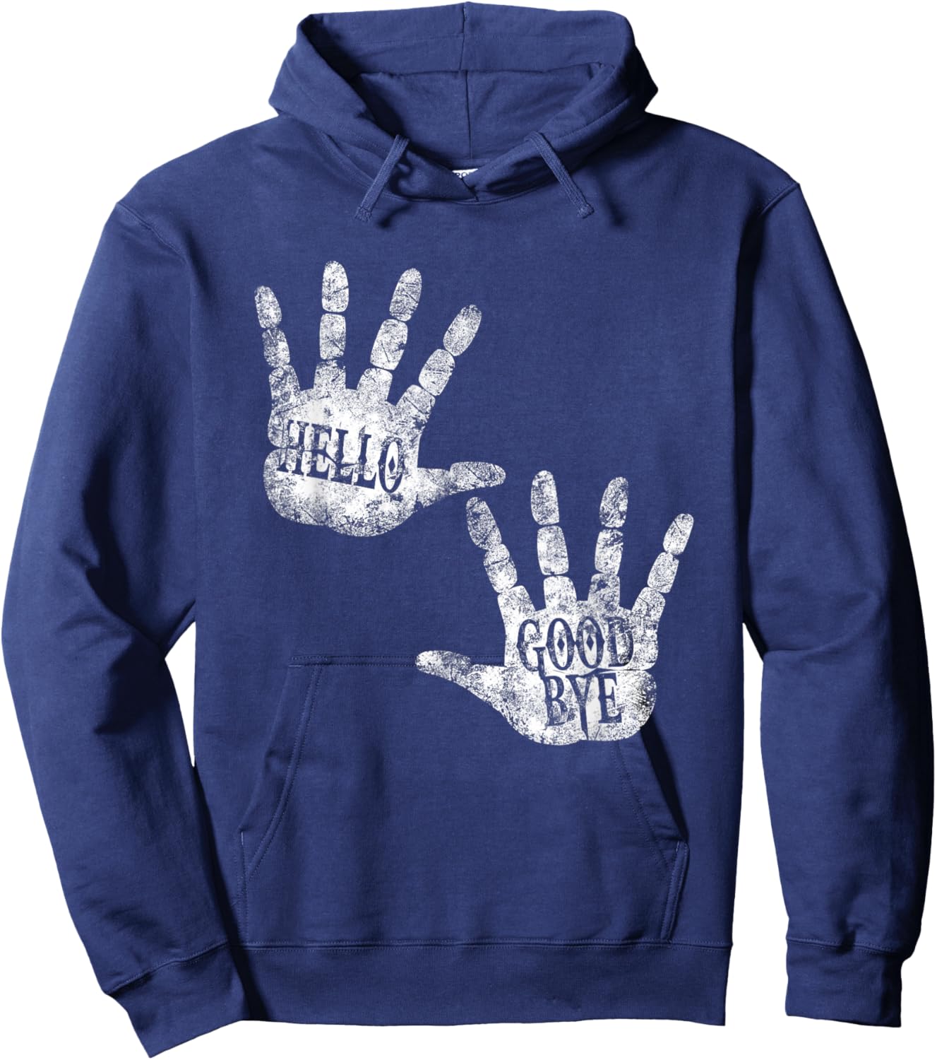 HELLO and GOODBYE Academy DAILY GREETINGS Humor Vintage Art Hoodie - Hoodie | Navy
