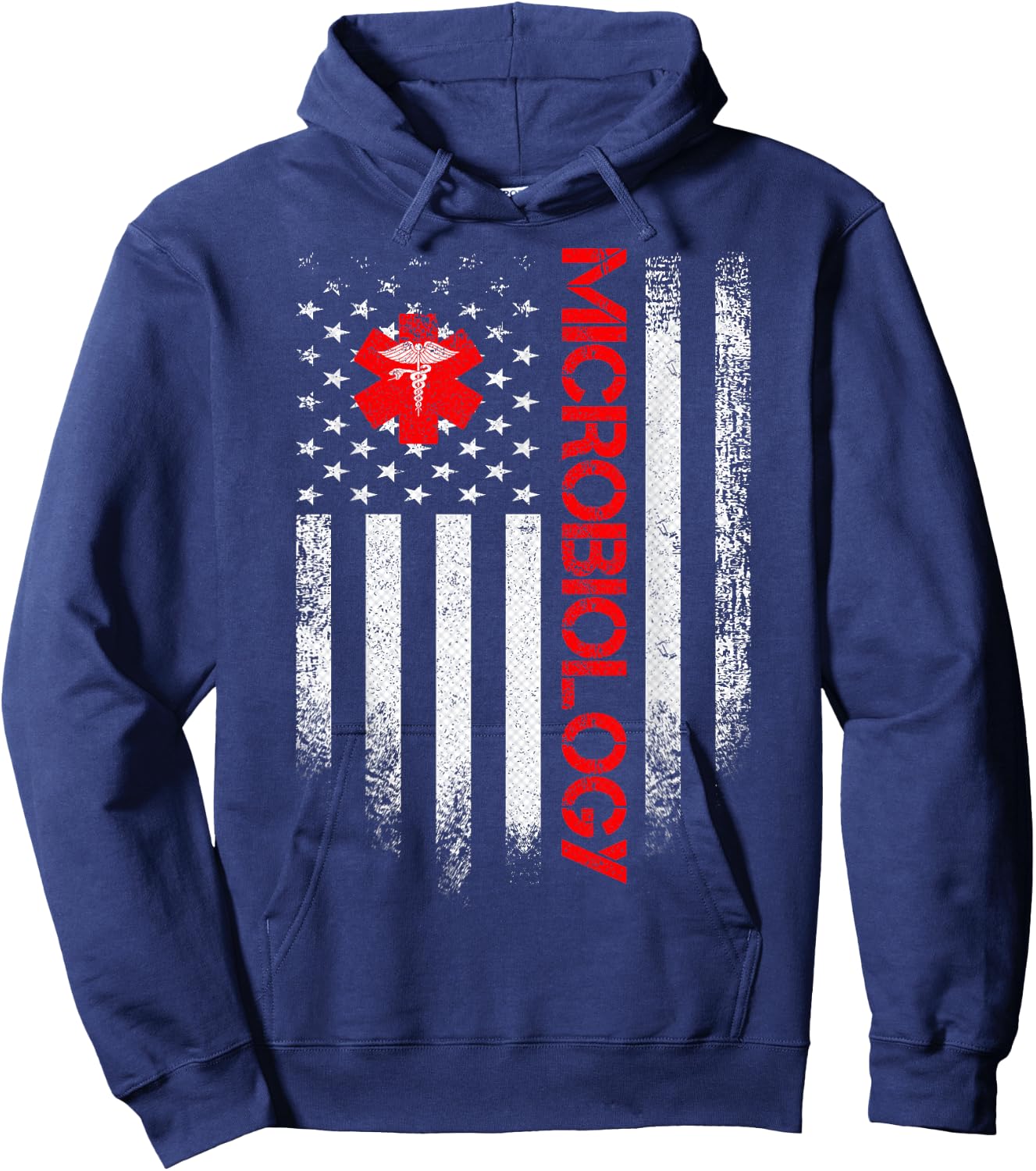 Vintage USA Microbiology Doctor American Flag Microbiologist Men Hoodie - Hoodie | Navy