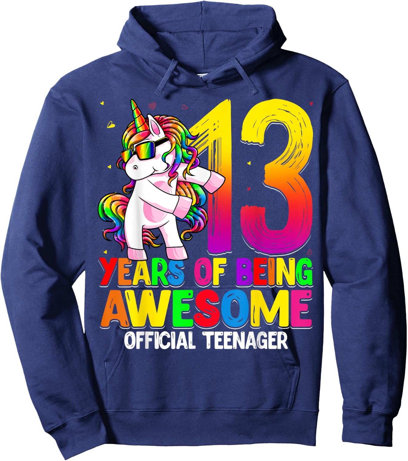Official Teenager 13th Birthday Unicorn Flossing 13th Bday Hoodie - Hoodie | Navy