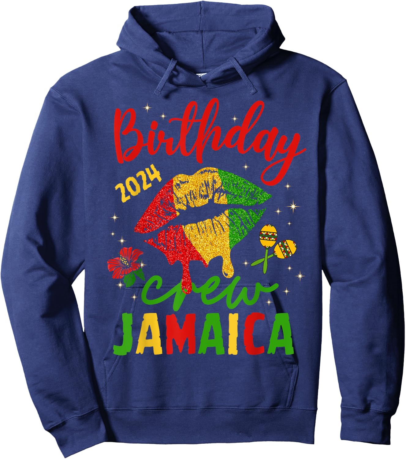 Women Birthday Queen Jamaica Girls Trip 2024 Party Matching Hoodie - Hoodie | Navy