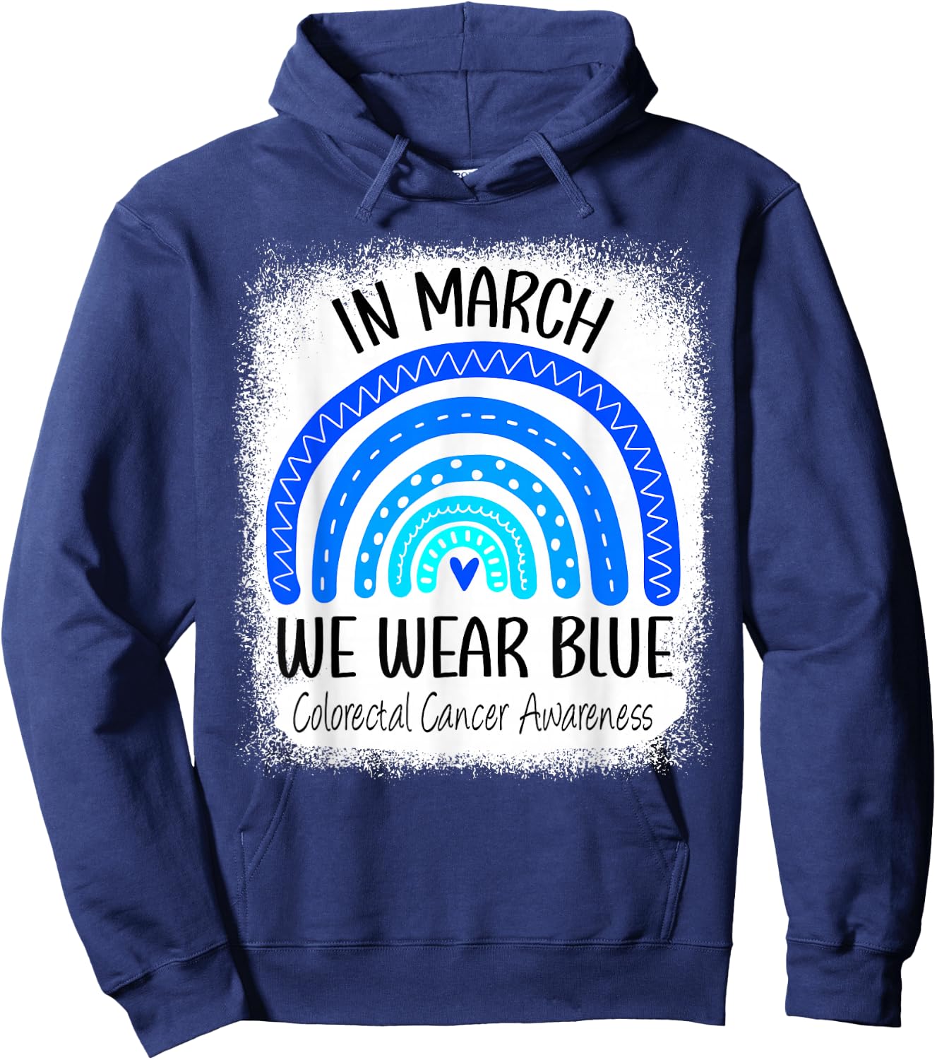 Rainbow March We Wear Blue Colorectal Cancer Awareness Colon Hoodie - Hoodie | Navy