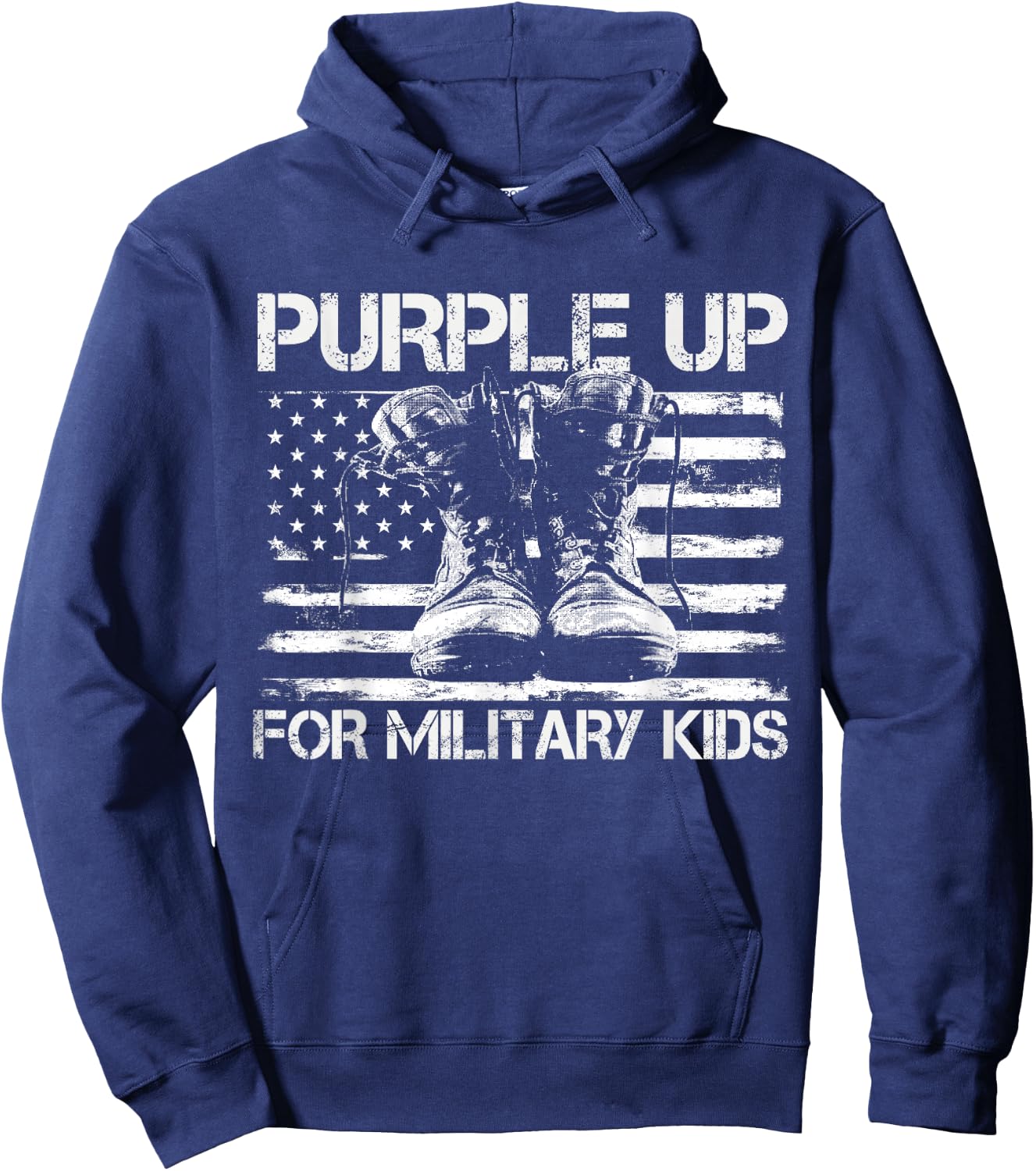 Purple up for Military Kids USA American Flag Military Boots Hoodie - Hoodie | Navy