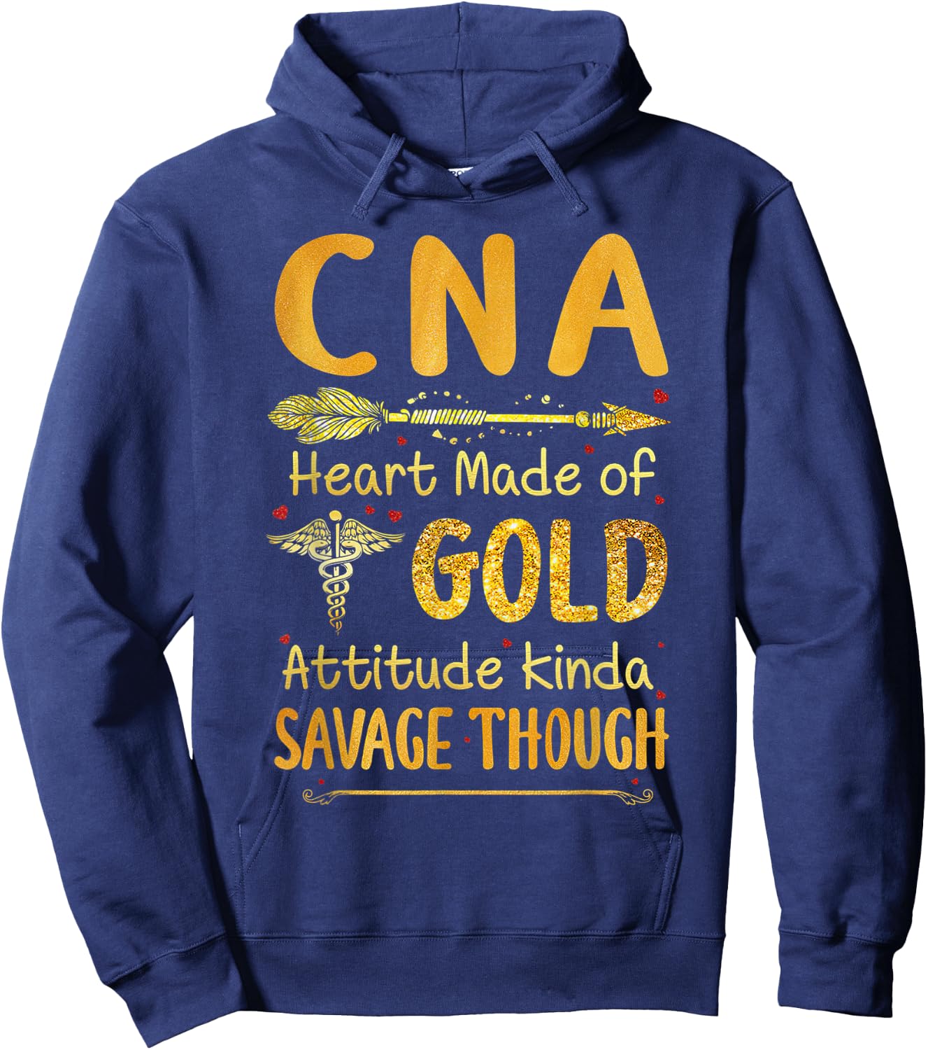 CNA Heart Made Of Gold Attitude Kinda Savage Though Hoodie - Hoodie | Navy